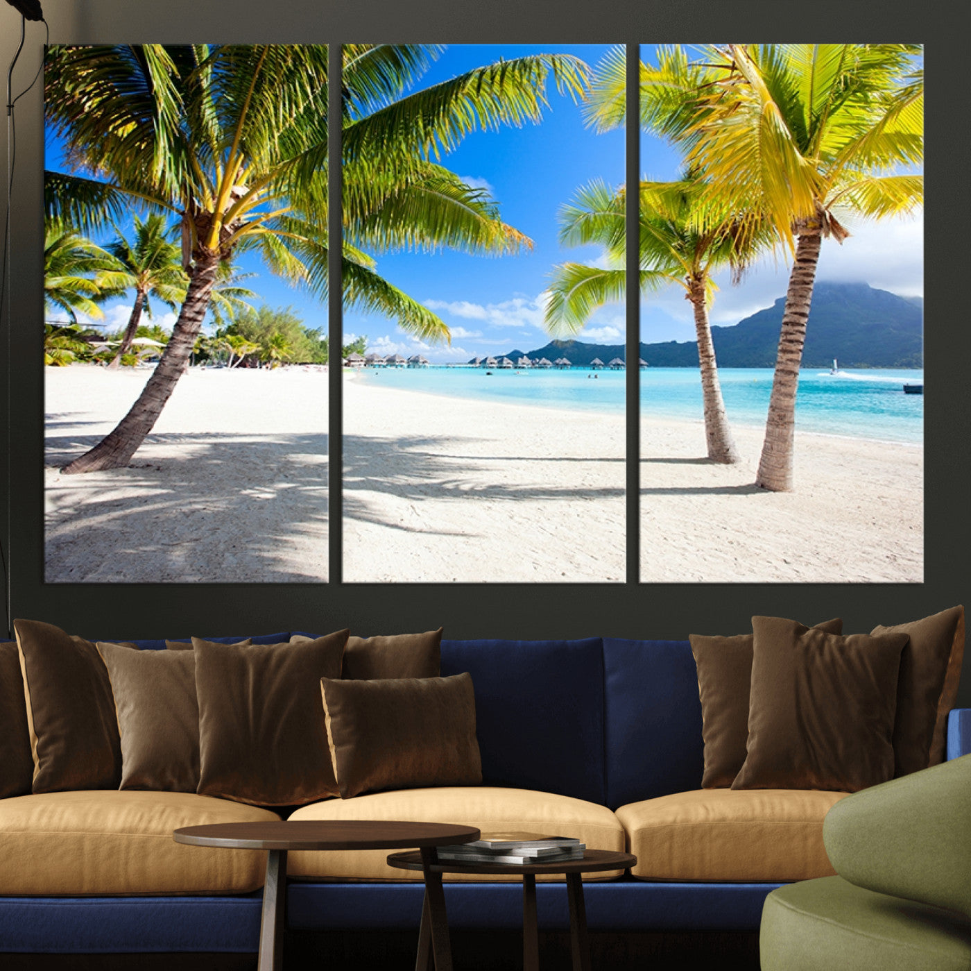 MGV-CV-48X32-3P - Blue Beach and Sea Wall Art Canvas Print