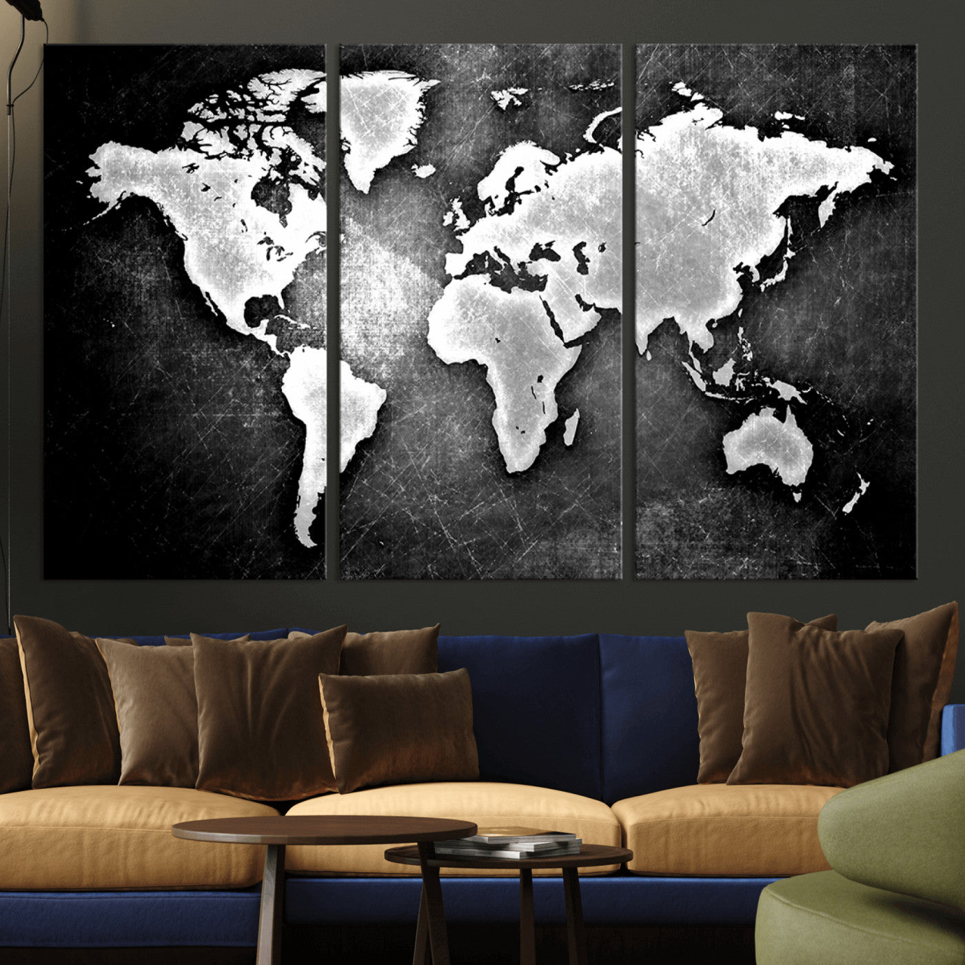 MGV-CV-48X32-3P - World Map Wall Art Canvas Print – Framed Wall Art for Anniversary Gift or Home Adventure Decor