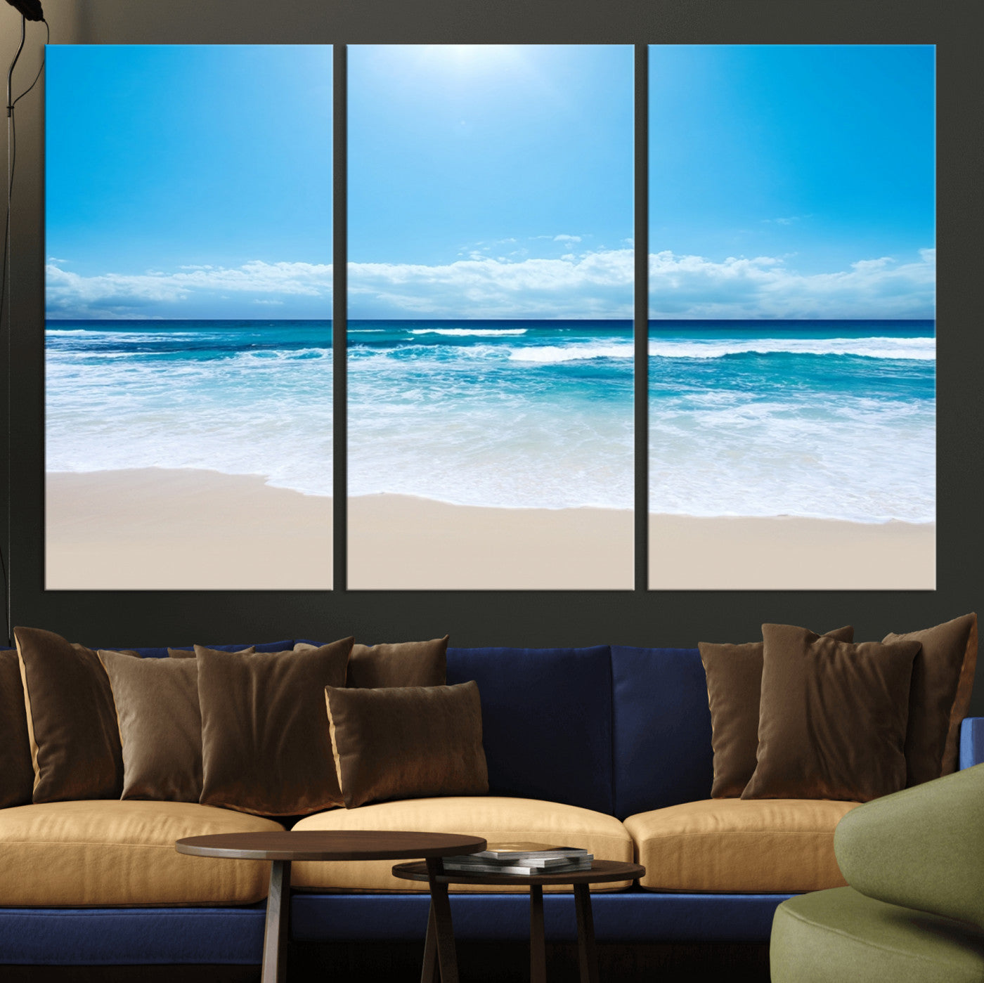 45929-MGV-CV-36X24-Wall Art Canvas Print Shiny Blue Sea and Beach