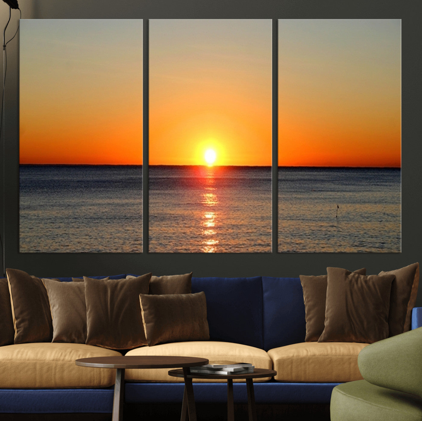 54676-MGV-CV-36X24-Golden Horizon Sunset Over Ocean Wall Art Canvas Print – Tropical Beach Canvas Wall Art – Giclee