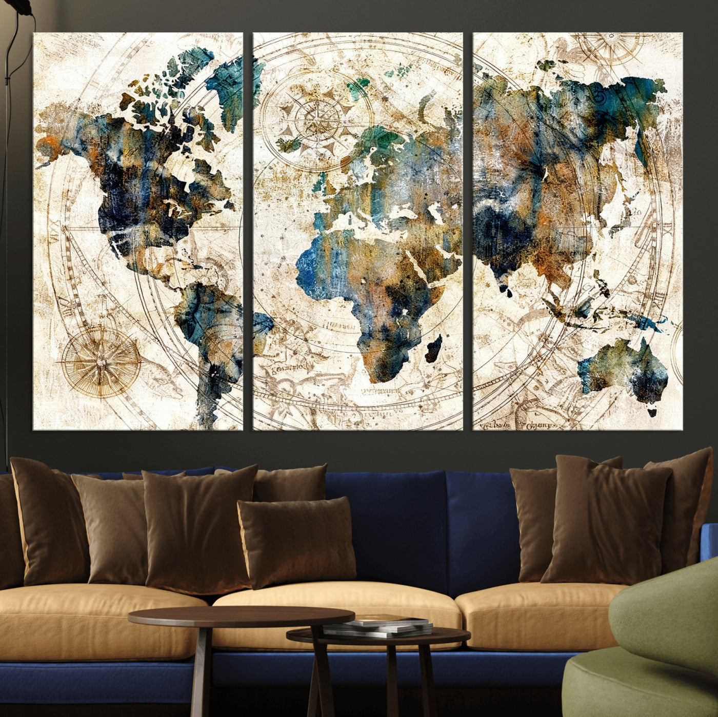 10554-MGV-CV-36X24 - Abstract World Map Art Print Canvas Print