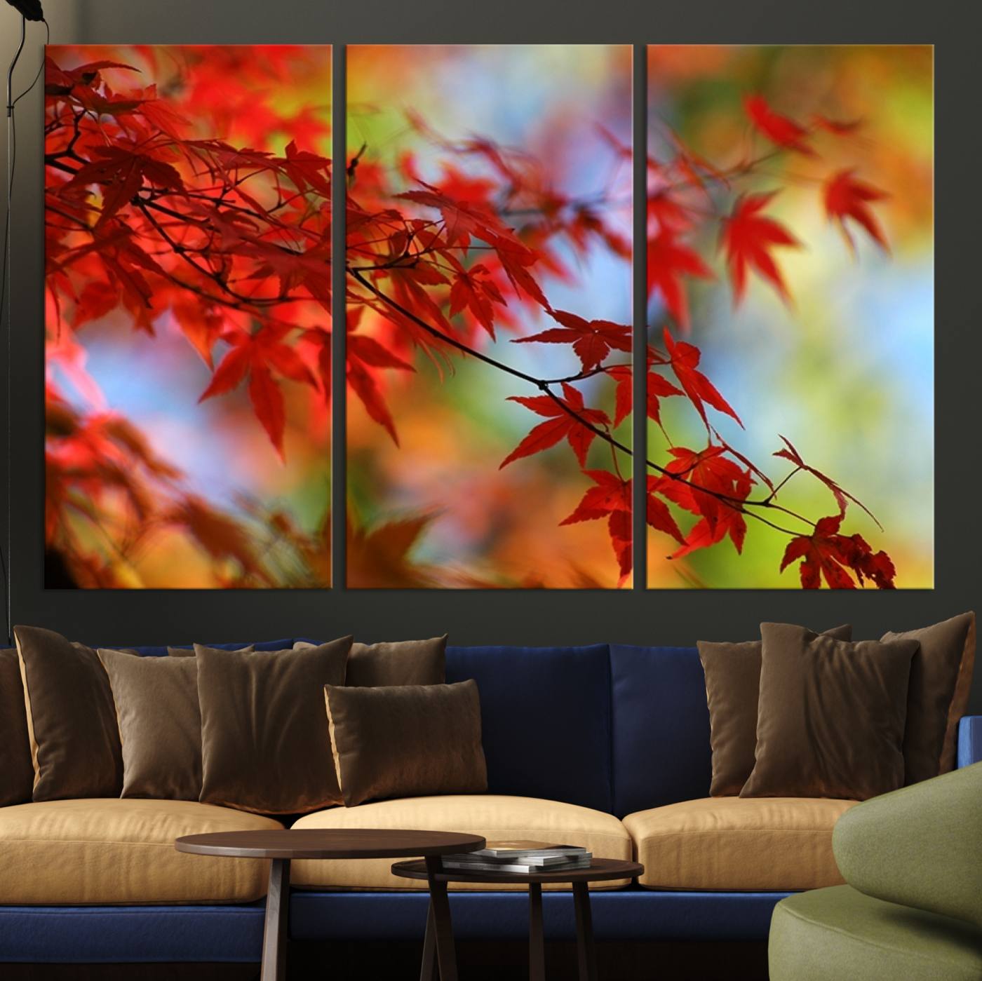 68946-MGV-CV-36X24-Red Leaves Autumn Forest Wall Art Canvas, Red Leaves Autumn Forest Canvas Print