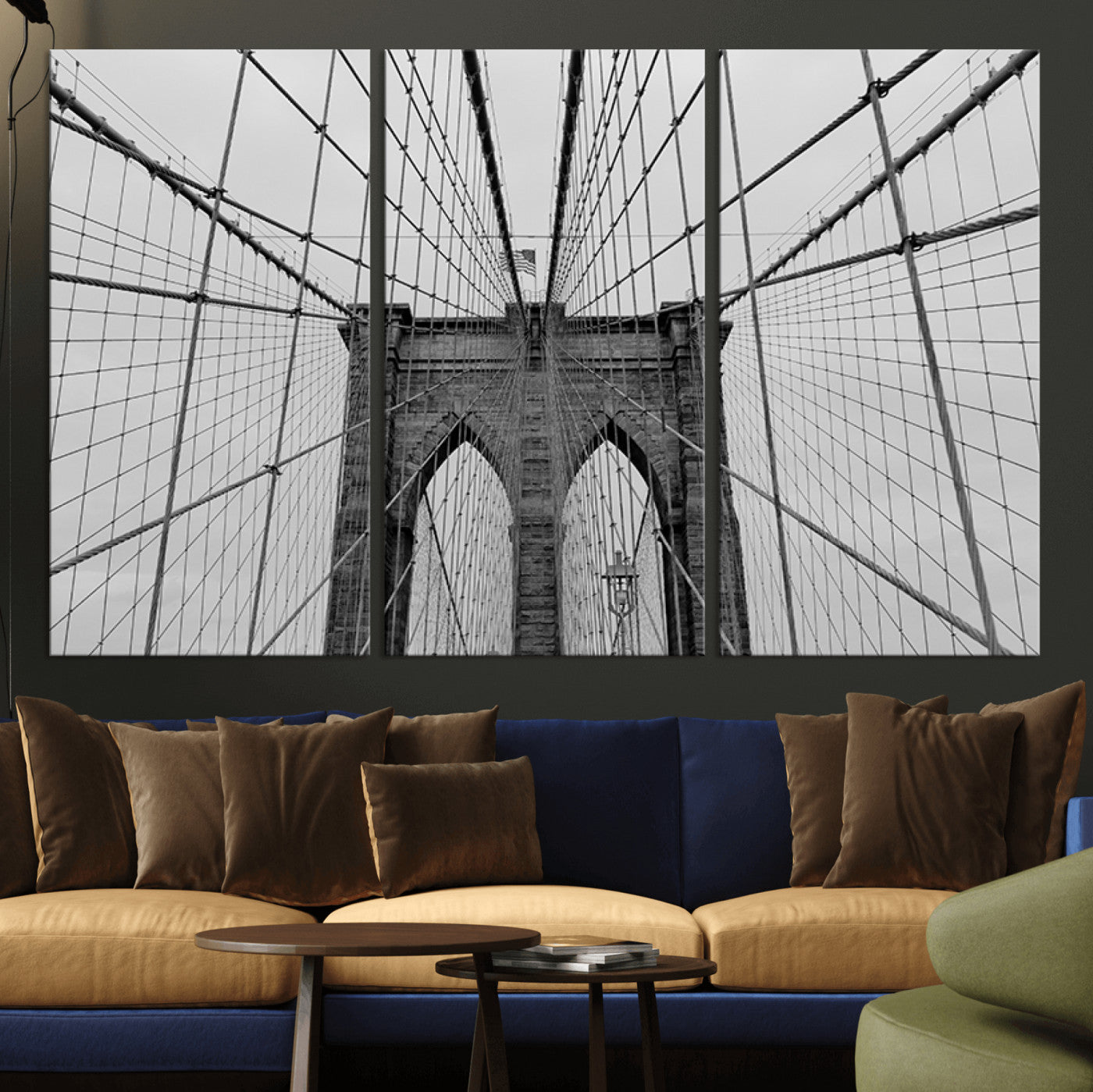 31341-MGV-CV-36X24 - Large Brooklyn Bridge Wall Art Canvas Print for Urban Home Living Room Decor