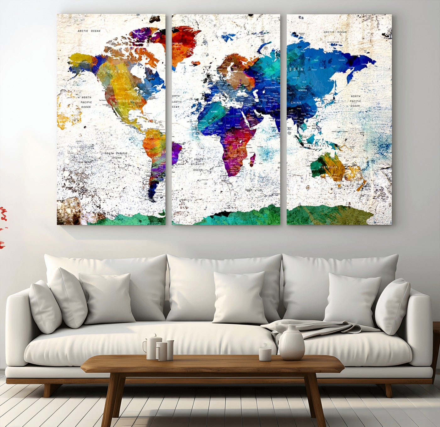 47974-MGV-CV-36X24-Push Pin World Map Canvas Print – Travel Tracker Wall Art for Couples, Perfect Anniversary Gift for Home or Office Decor