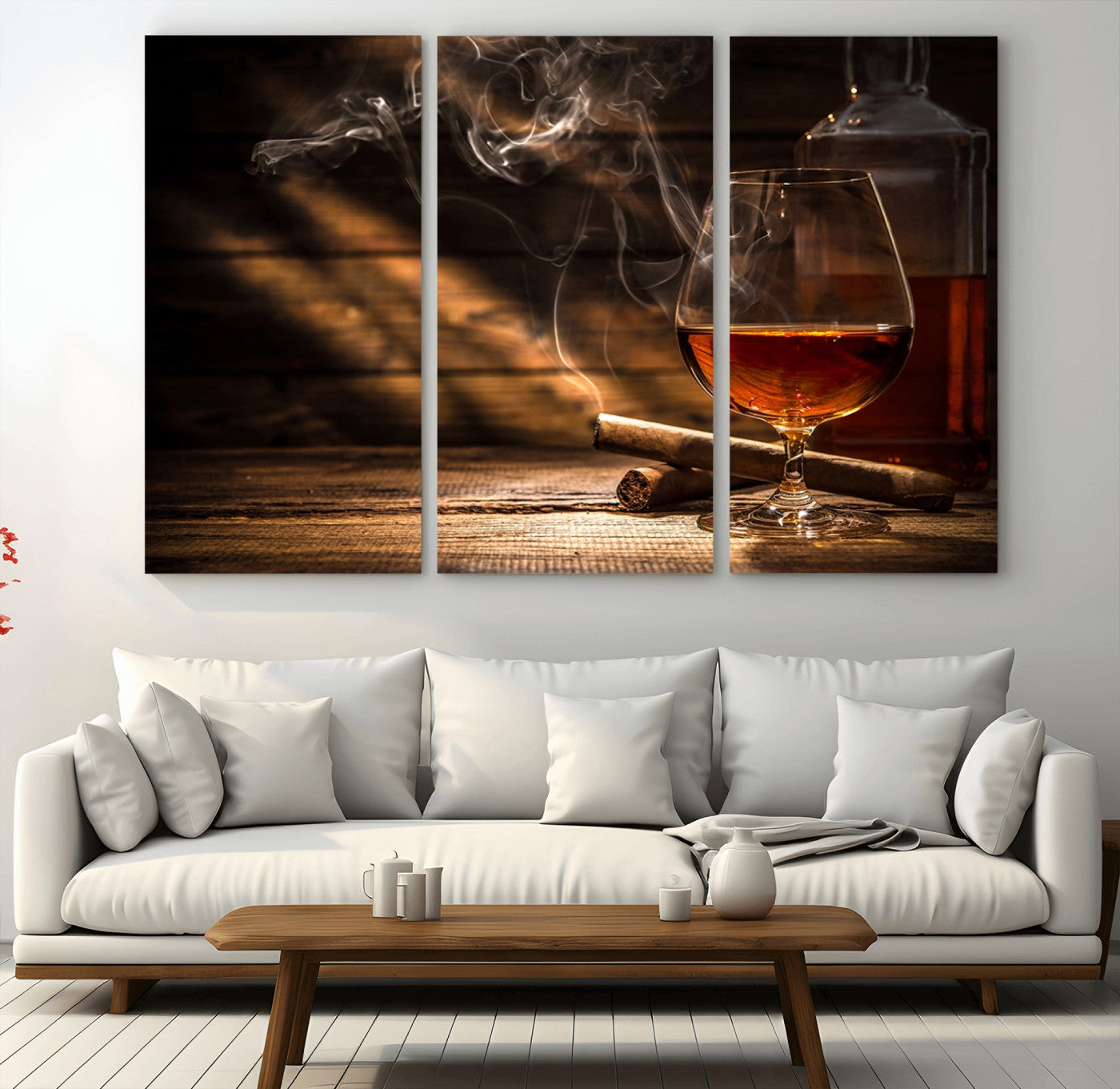 MGV-CV-48X32-3P - Whiskey and Cigar Wall Art Canvas Print