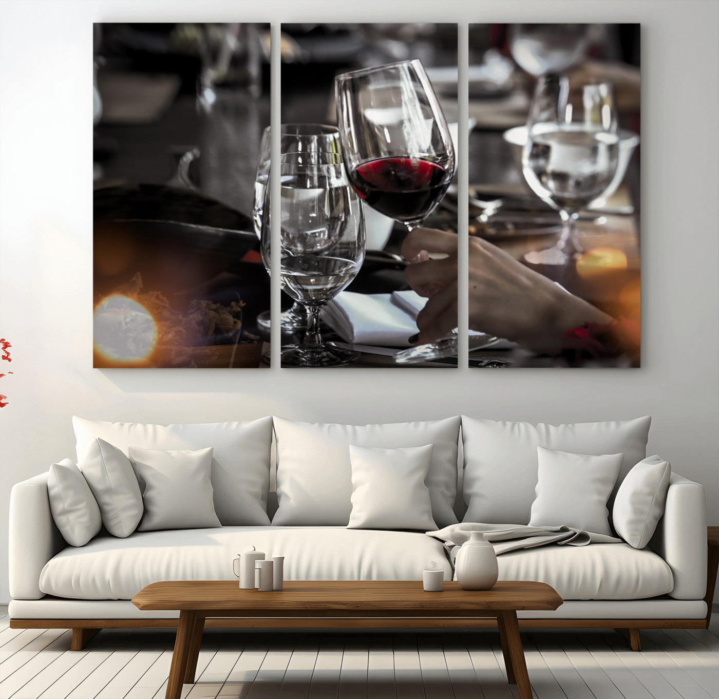 75513-MGV-CV-48X32-3P-Red Wine and Glass Canvas Print