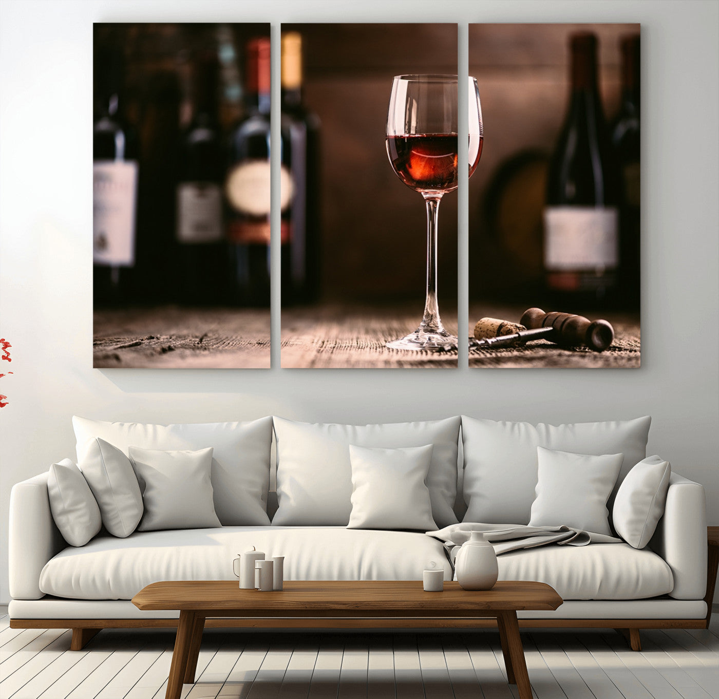 24711-MGV-CV-48X32-3P-Red Wine and Bottle Canvas Print