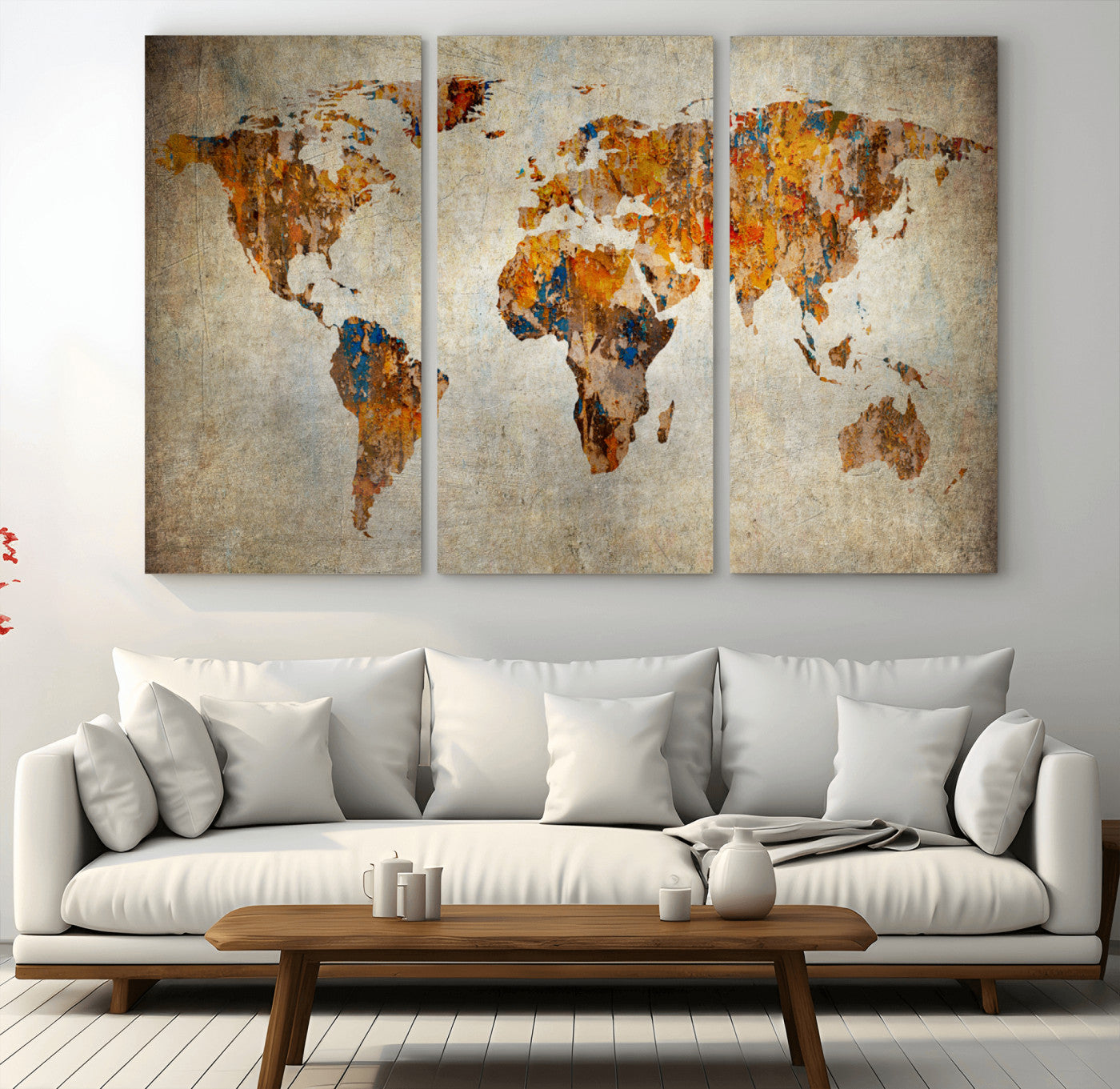 MGV-CV-48X32-3P - Push Pin World Map Canvas Print – Framed Wall Art for Couples to Track Their Travels – Anniversary