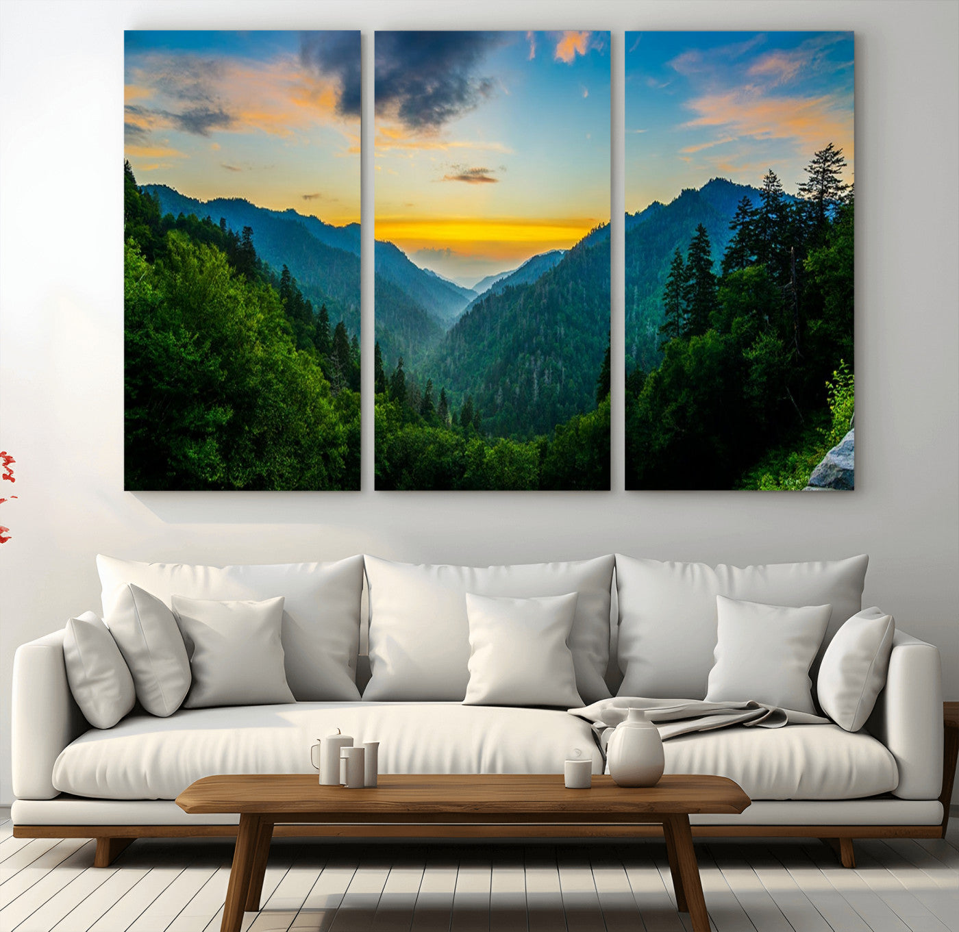 MGV-CV-48X32-3P - Green Forest Wall Art Canvas Print