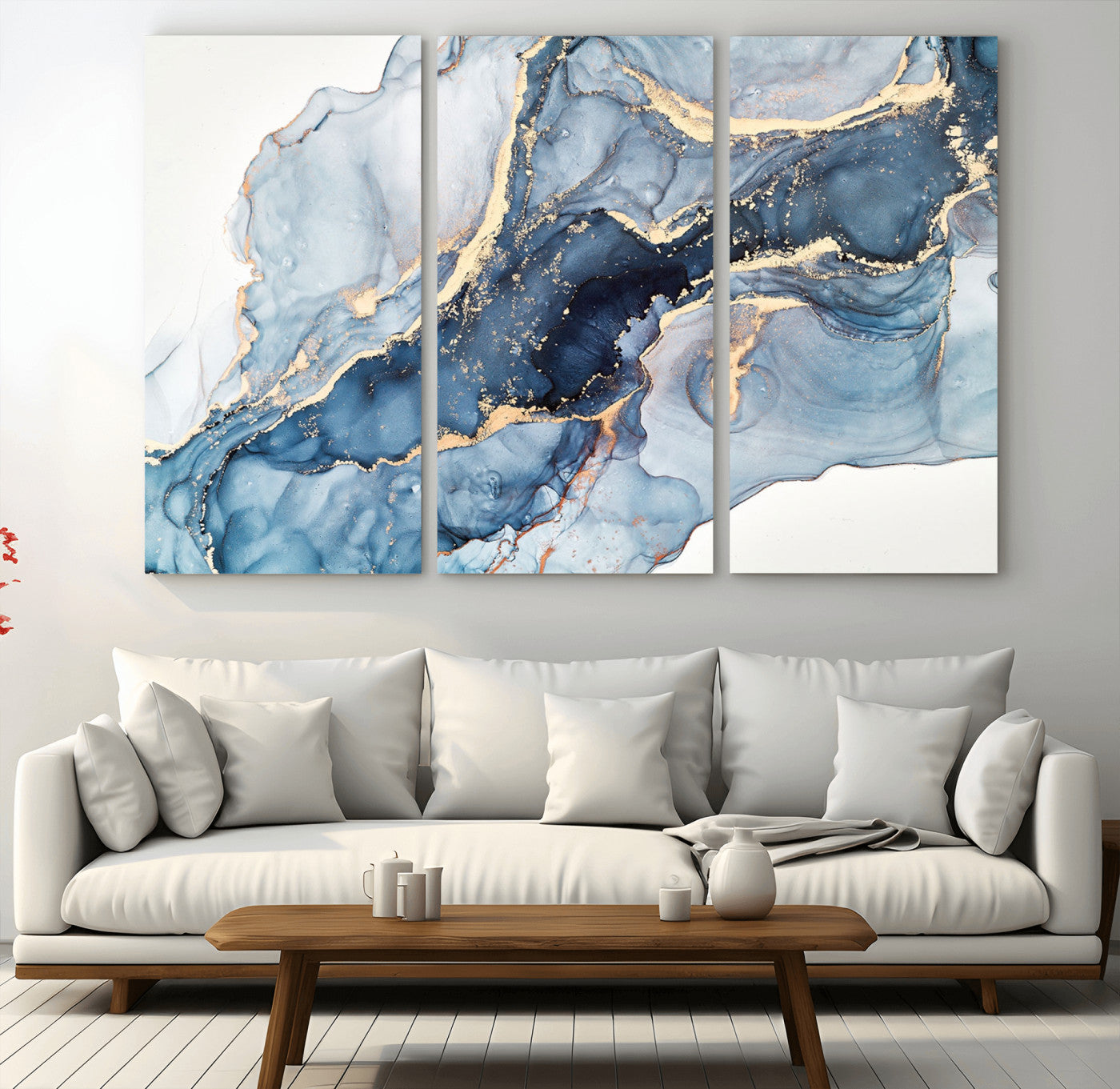 33782-MGV-CV-36X24-Abstract Art Print - Blue Abstract Canvas Wall Art Print Abstract Art Fluid Effect Marble Wall Art