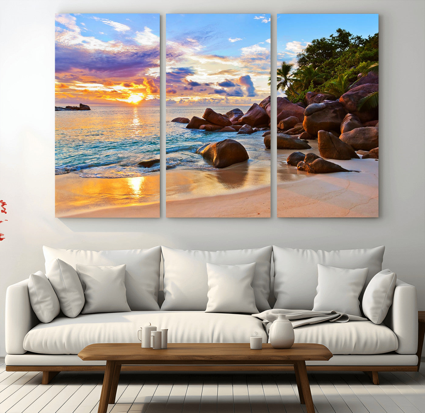 MGV-CV-48X32-3P - Tropical Island Beach Sunset Canvas Print