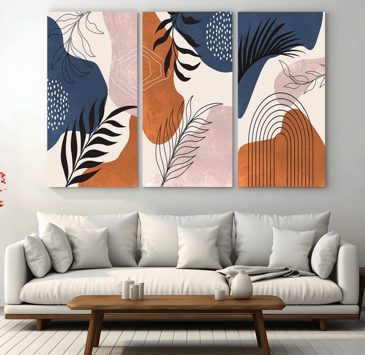 MGV-CV-48X32-3P - Boho Wall Art Canvas Print Set Mid-Century Prints Bohemian Wall Artwork Prints Boho Neutral,