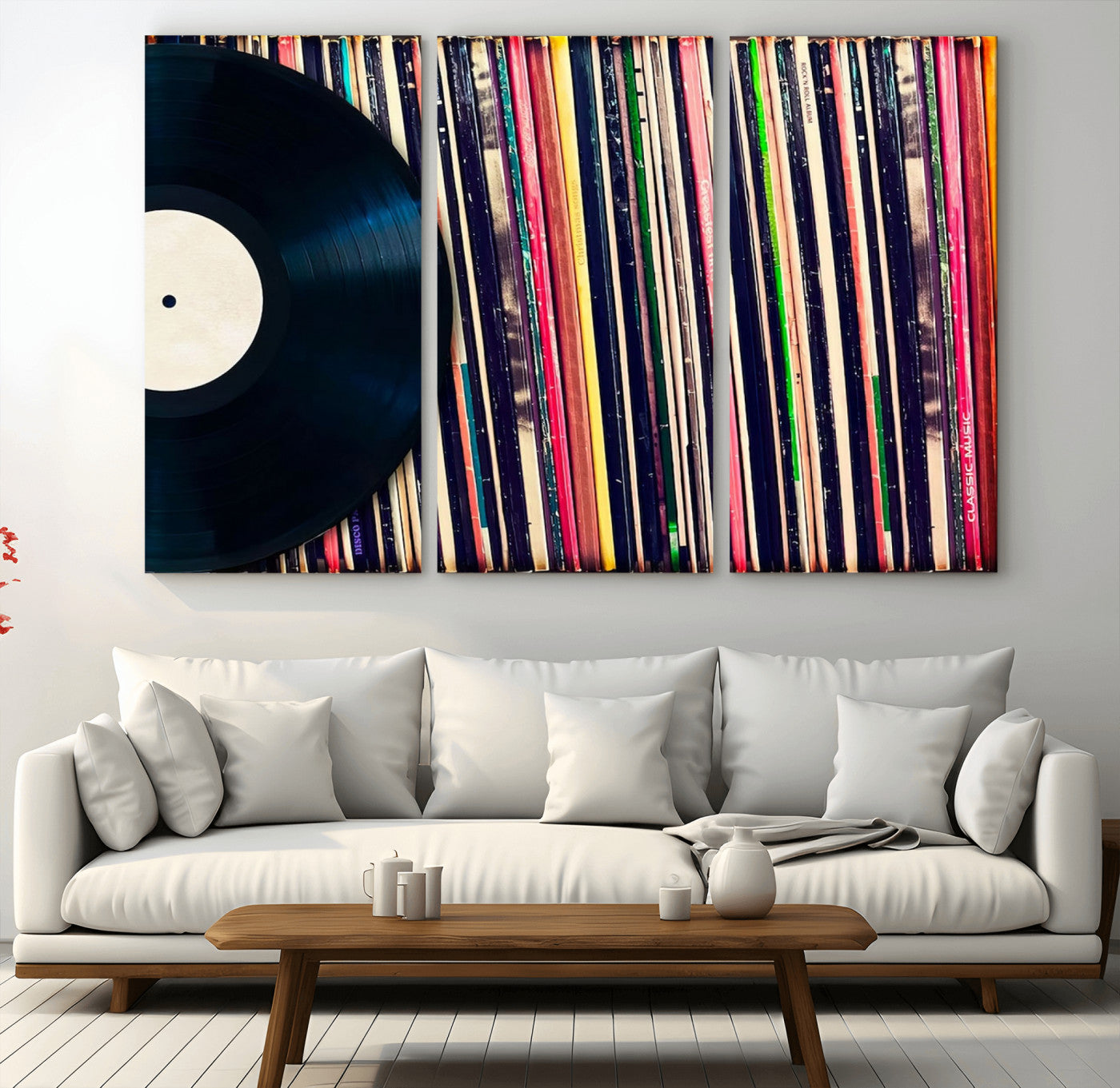 MGV-CV-48X32-3P - Vinyl Record and Album Collection Canvas Wall Art - Retro Music Decor for Living Room, Vintage Vinyl Lover’s Set