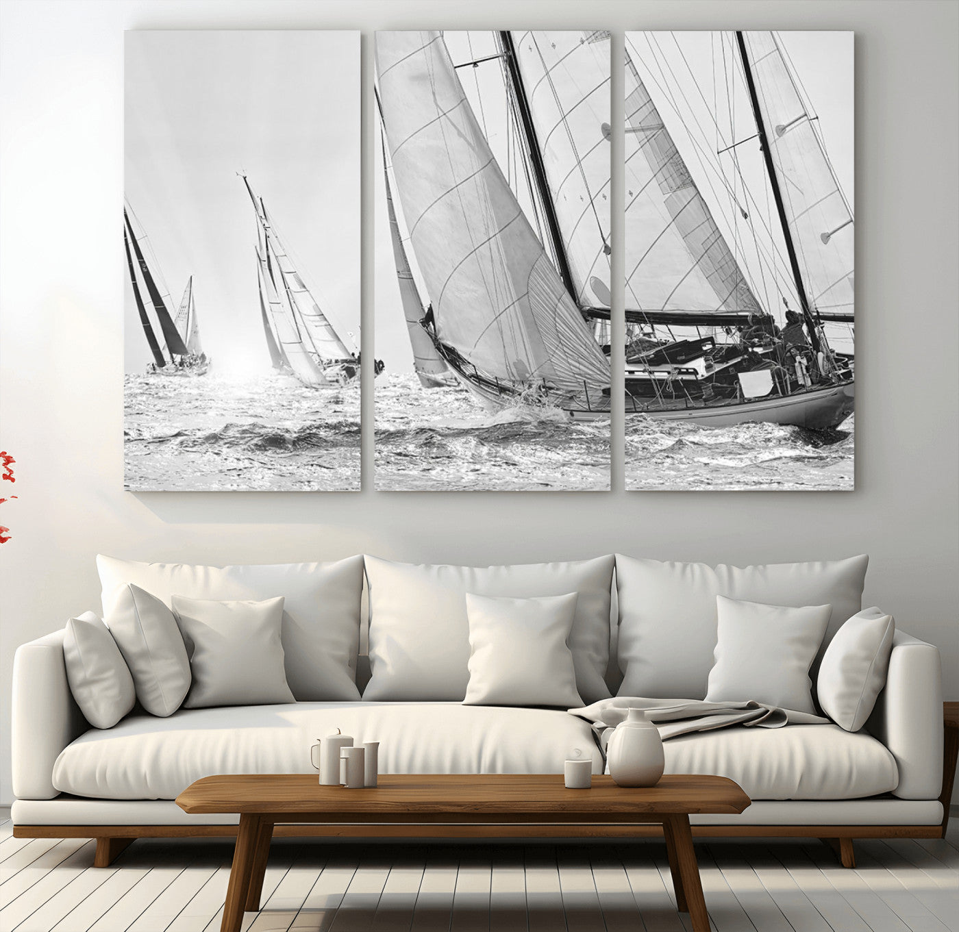 MGV-CV-48X32-3P - Yacht Sailboat Regatta Canvas Wall Art Canvas Print