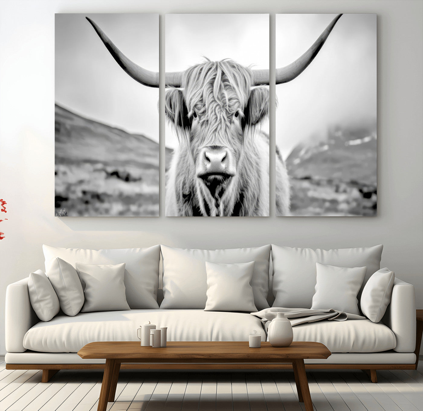 MGV-CV-48X32-3P - Scottish Cow Wall Art Canvas Print