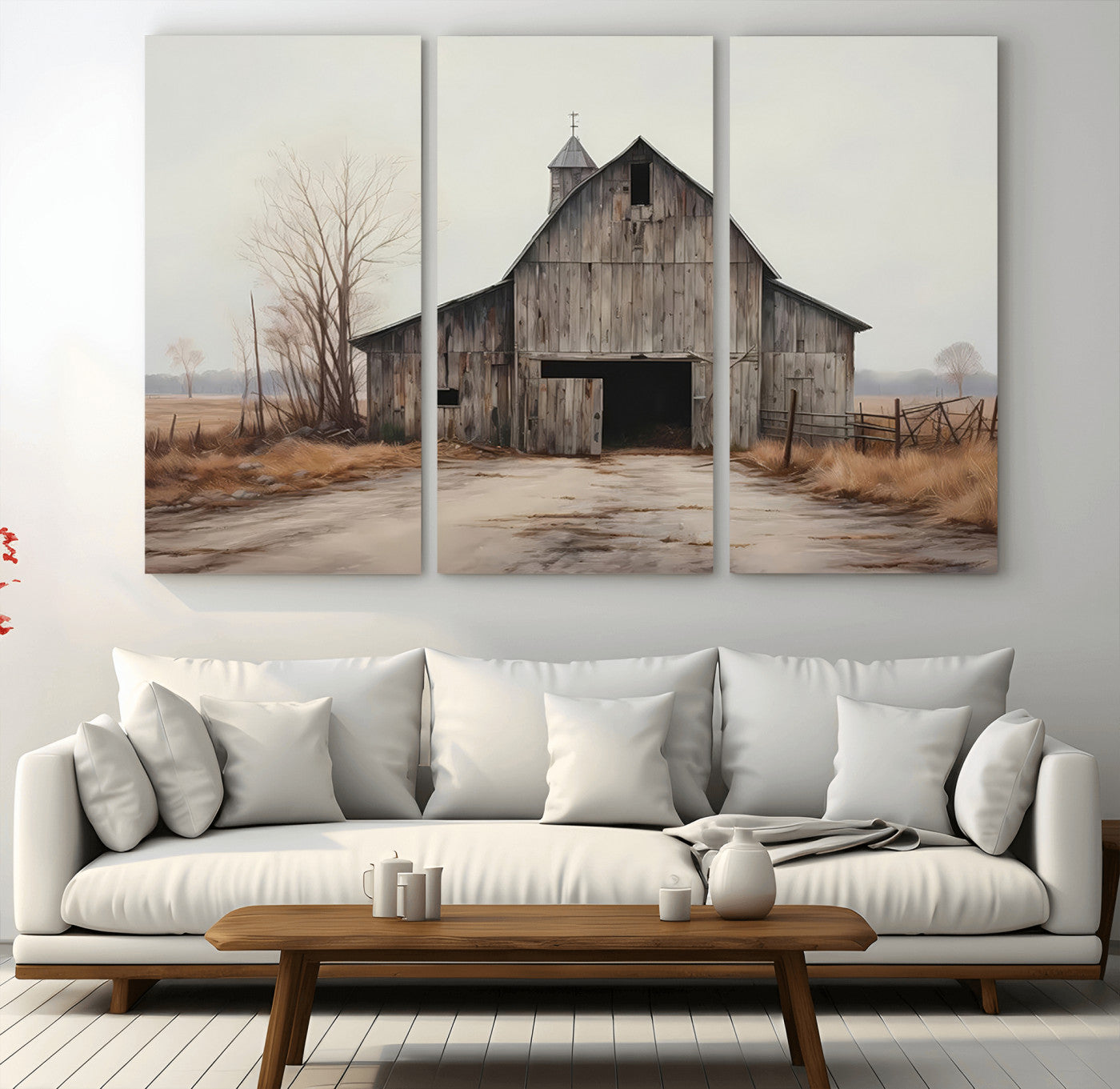 MGV-CV-48X32-3P - Farmhouse Rustic Barn Wall Art Canvas Print – Framed and Ready to Hang – Perfect Addition to Farmhouse Wall Décor