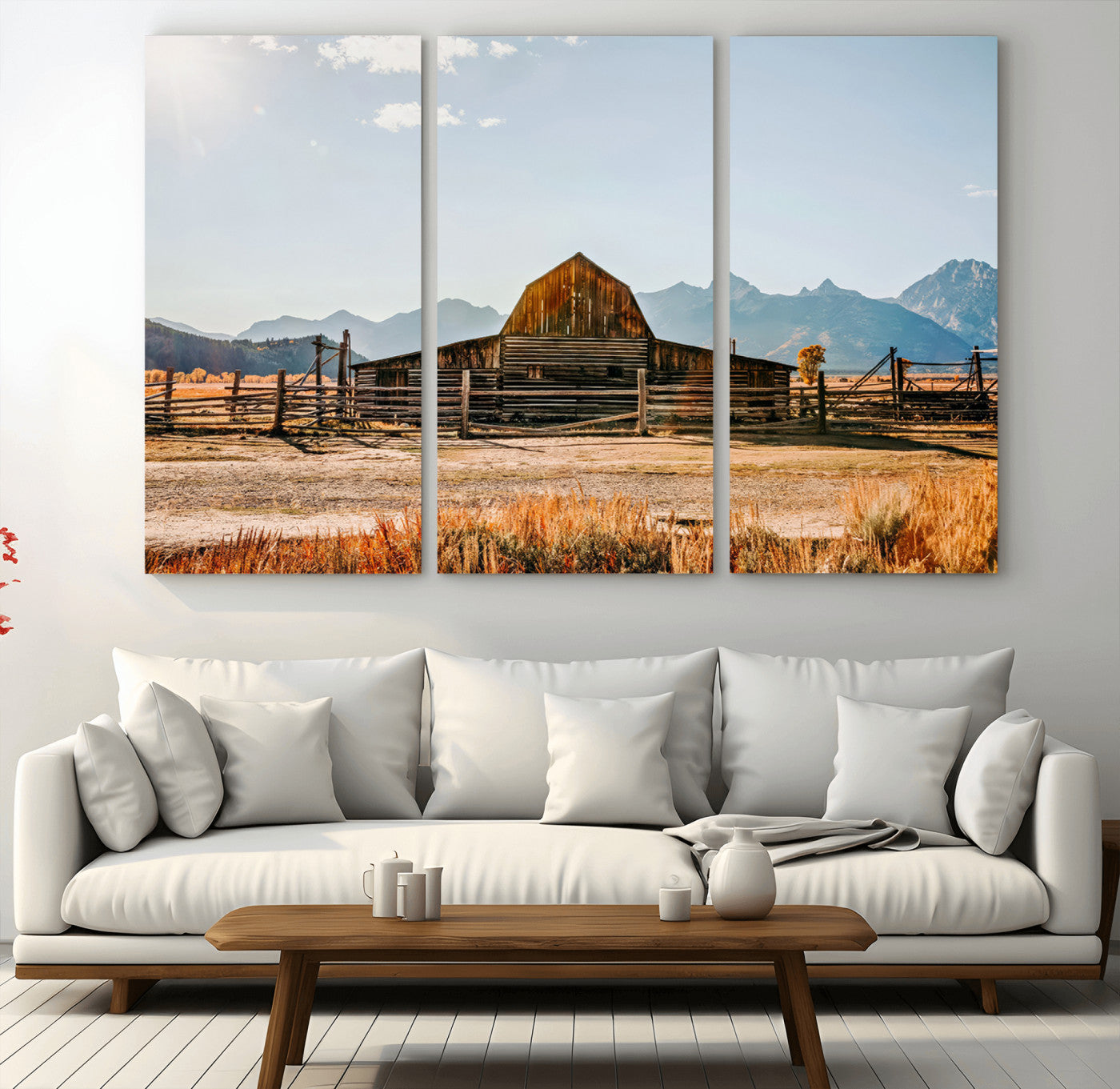 26513-MGV-CV-36X24-Vintage Old Barn Field Wall Art Canvas Print for Farmhouse Decor - Rustic Barn Wall Art Canvas Print