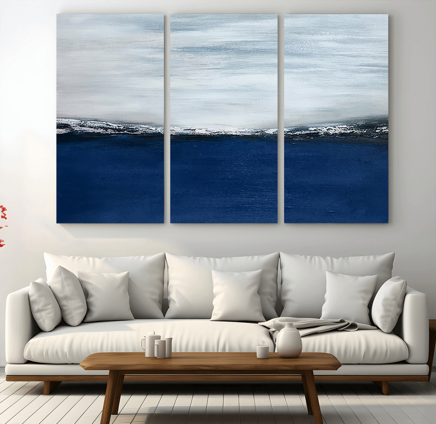 MGV-CV-48X32-3P - Navy Blue Abstract Wall Art Canvas Print