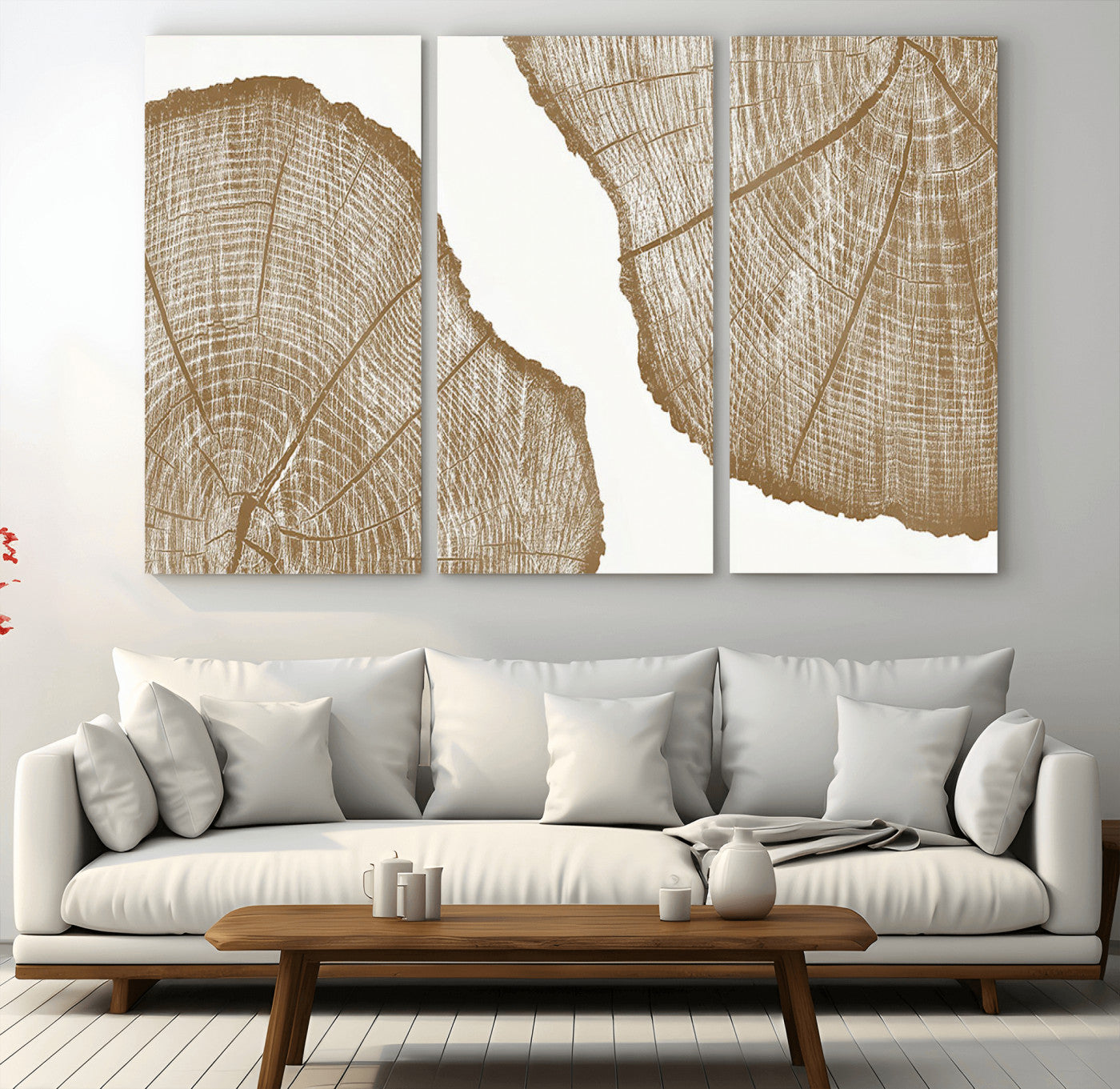 -Rustic Brown Tree Ring Wall Art Canvas Print – Framed and Ready to Hang – Elegant Nature-Inspired
