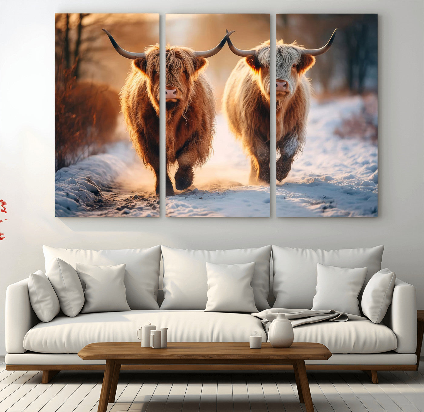 94810-MGV-CV-36X24-Scottish Highland Cow Horn Farm Wall Art Canvas Print