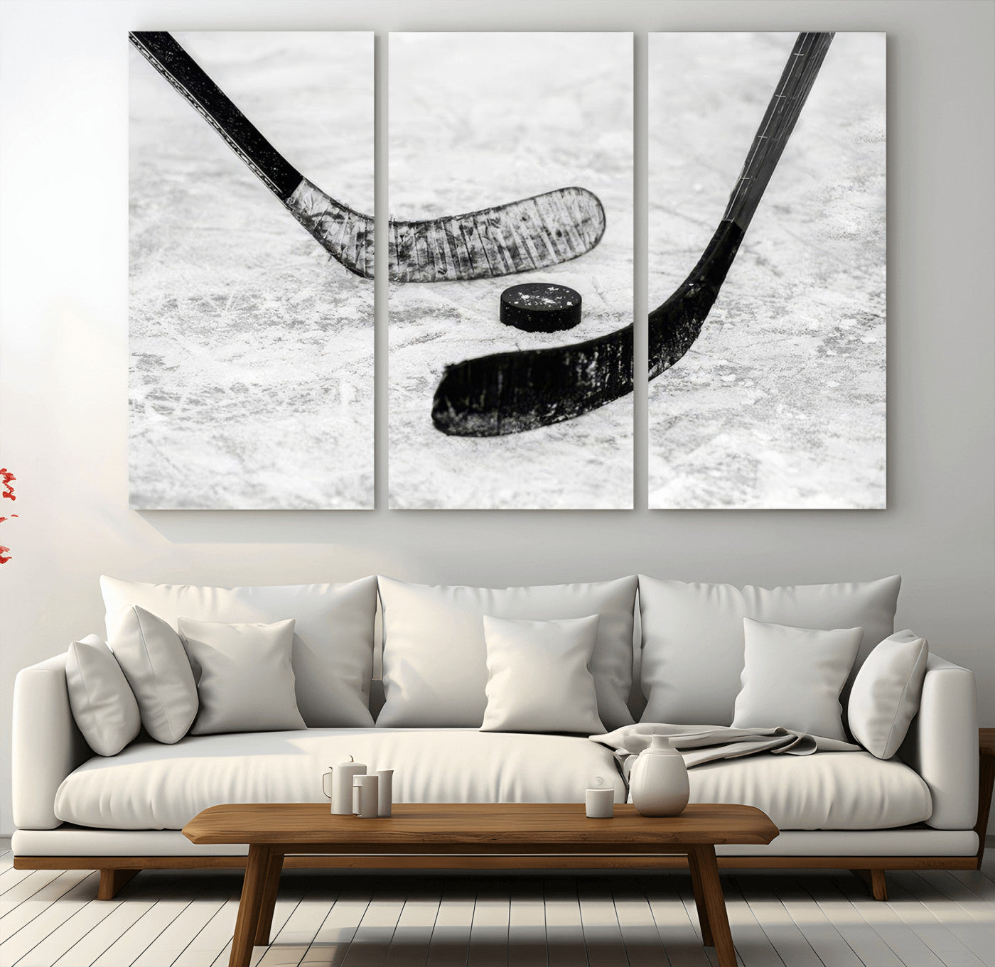 MGV-CV-48X32-3P - Winter Ice Hockey Sport Canvas Wall Art Print - Hockey Wall Art Print