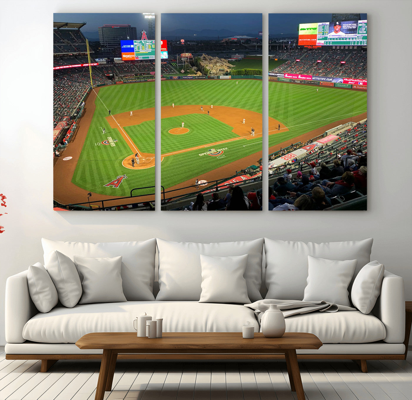 MGV-CV-48X32-3P - Angel Stadium Aerial View – Los Angeles Angels Baseball Canvas Print, Framed, Ready to Hang