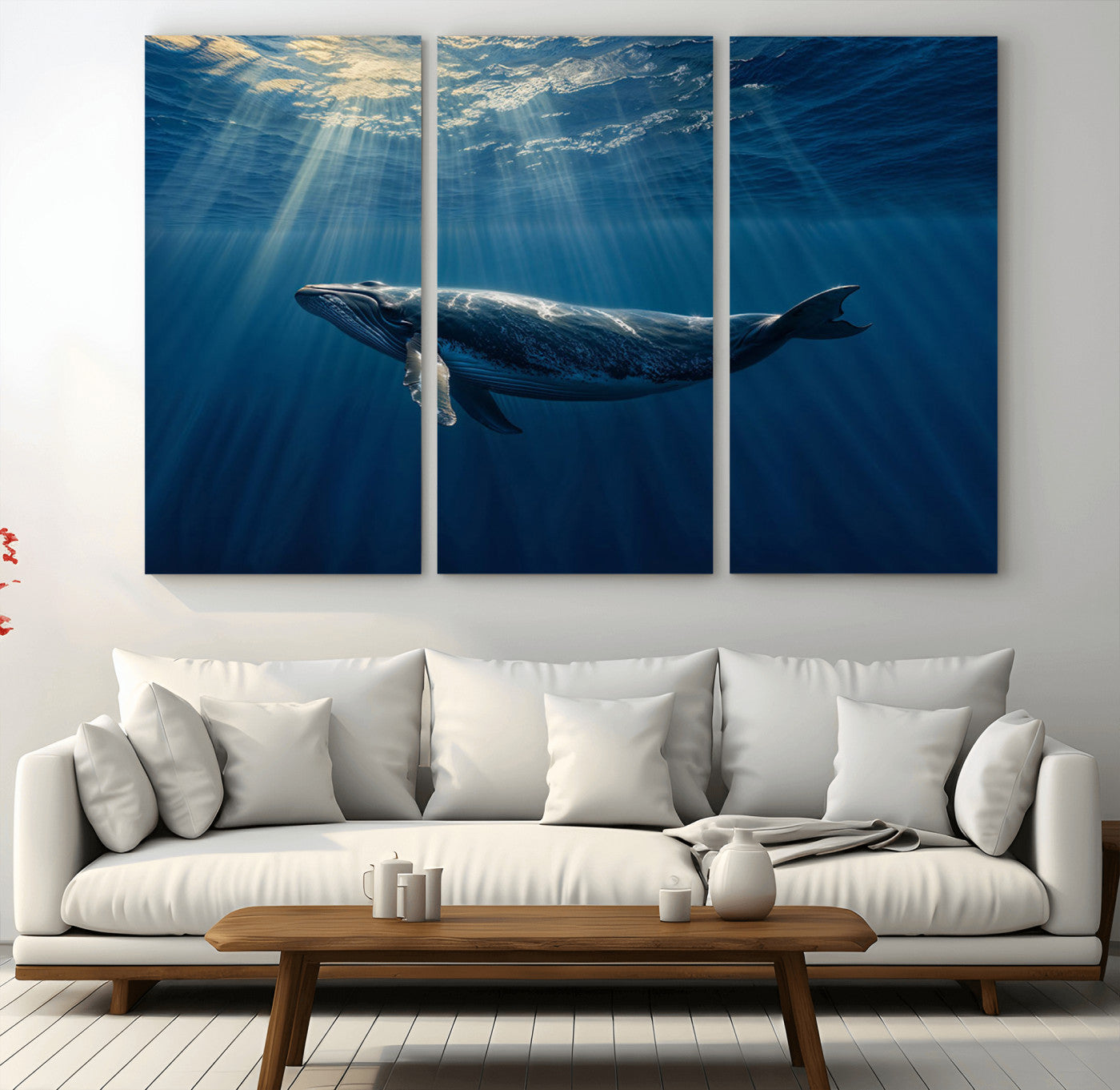 -Whale under Ocean Wall Art Canvas Print