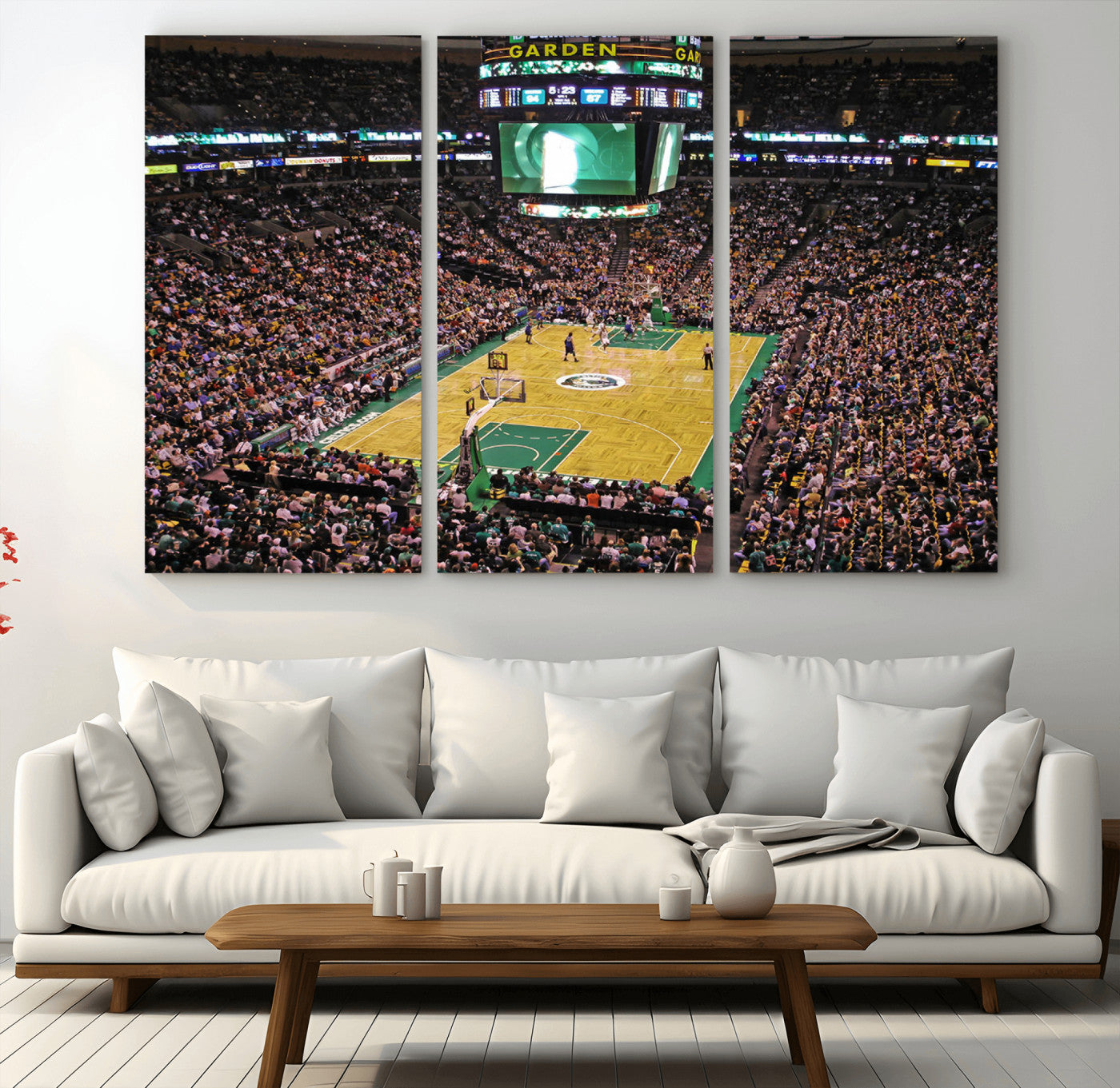 21705-MGV-CV-36X24-TD Garden Basketball Canvas Wall Art - Boston Celtics Live Action - Framed - Ready to Hang