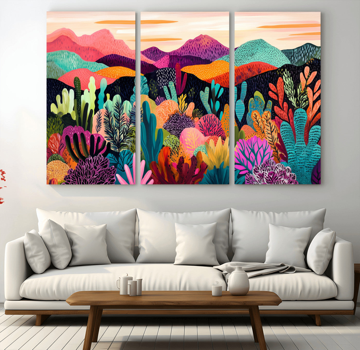 MGV-CV-48X32-3P - Abstract Kusama Print - Landscape Canvas Wall Art Print - Vibrant Modern Decor for Living Room,