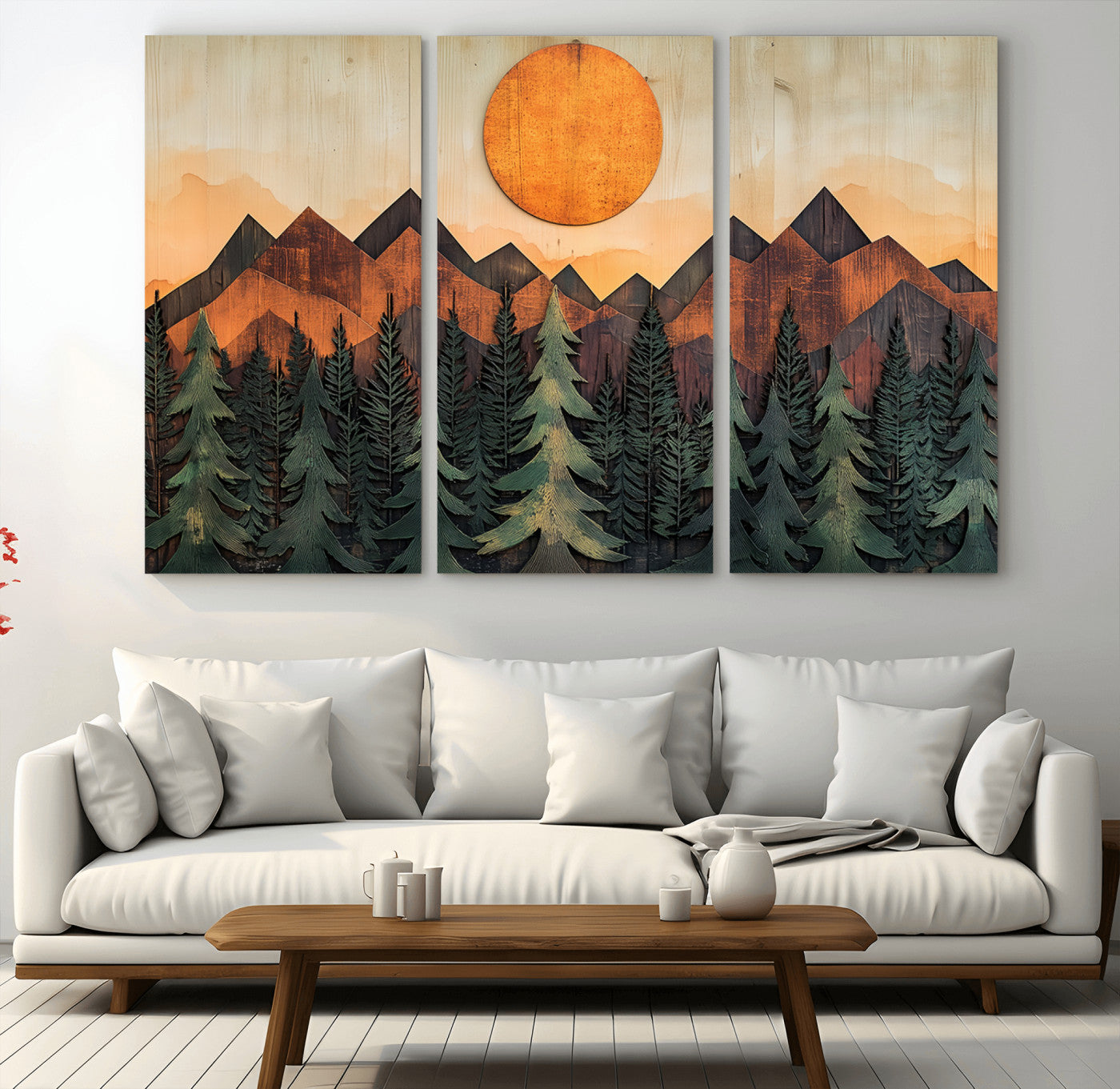 MGV-CV-48X32-3P - Sunset Mountain Landscape Canvas Wall Art Print - Nature Decor for Living Room, Office