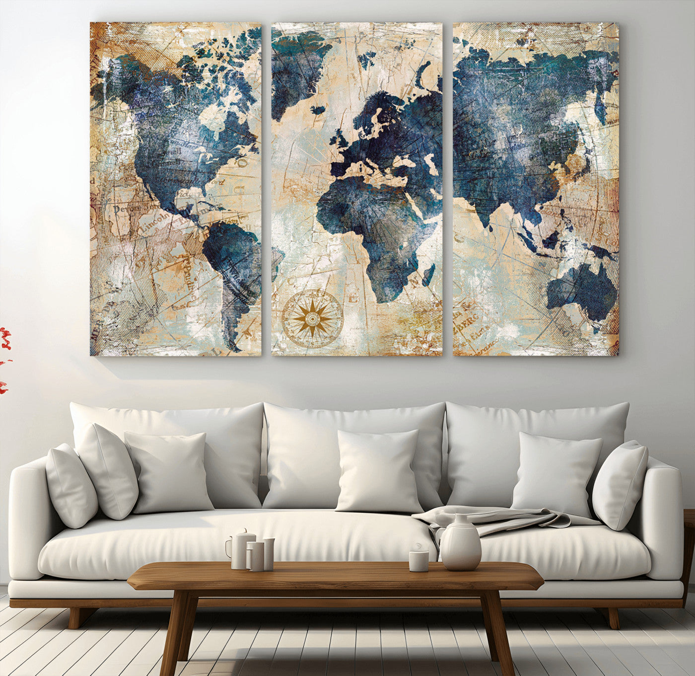MGV-CV-48X32-3P - Push Pin World Map Canvas Print – Framed Wall Art for Couples to Track Their Travels – Anniversary