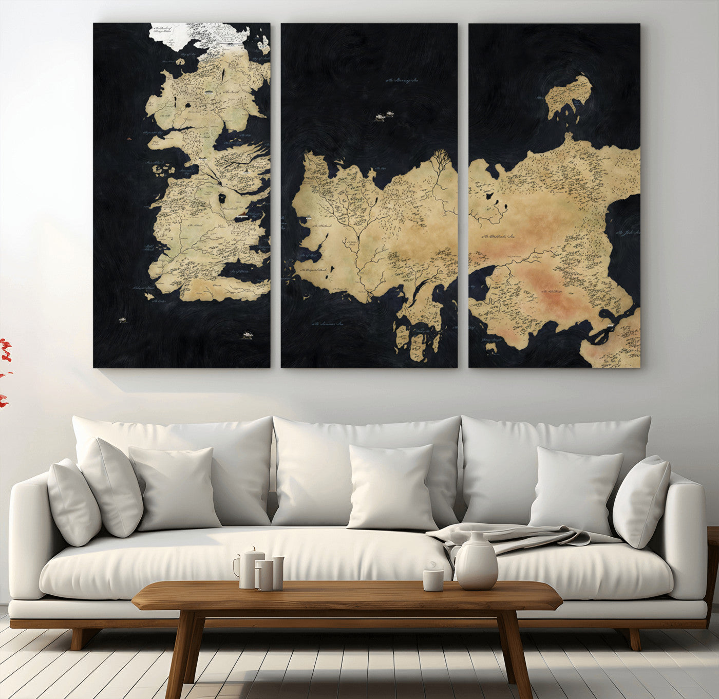 MGV-CV-48X32-3P - Push Pin World Map Canvas Print – Framed Wall Art for Couples to Track Their Travels – Anniversary