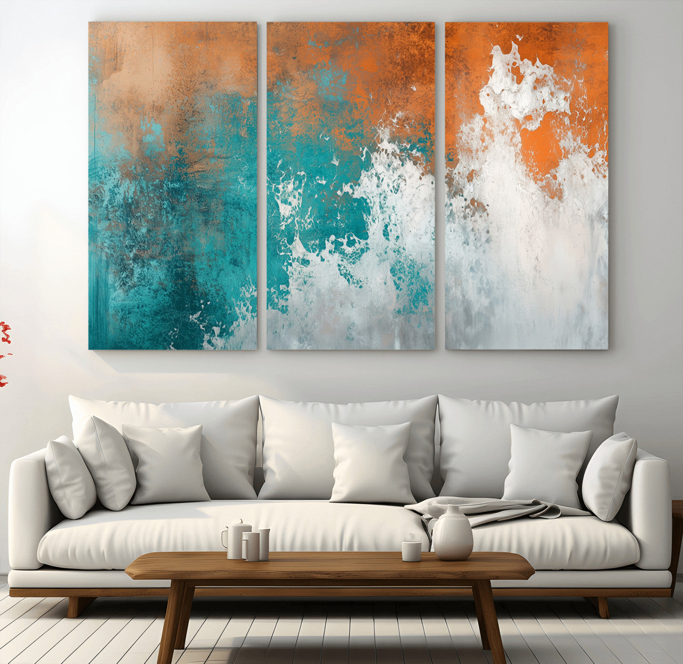 78127-MGV-CV-36X24-Vintage Abstract Print - Bold Teal and Orange Canvas Wall Art - Retro-Vintage Abstract Orange Canvas