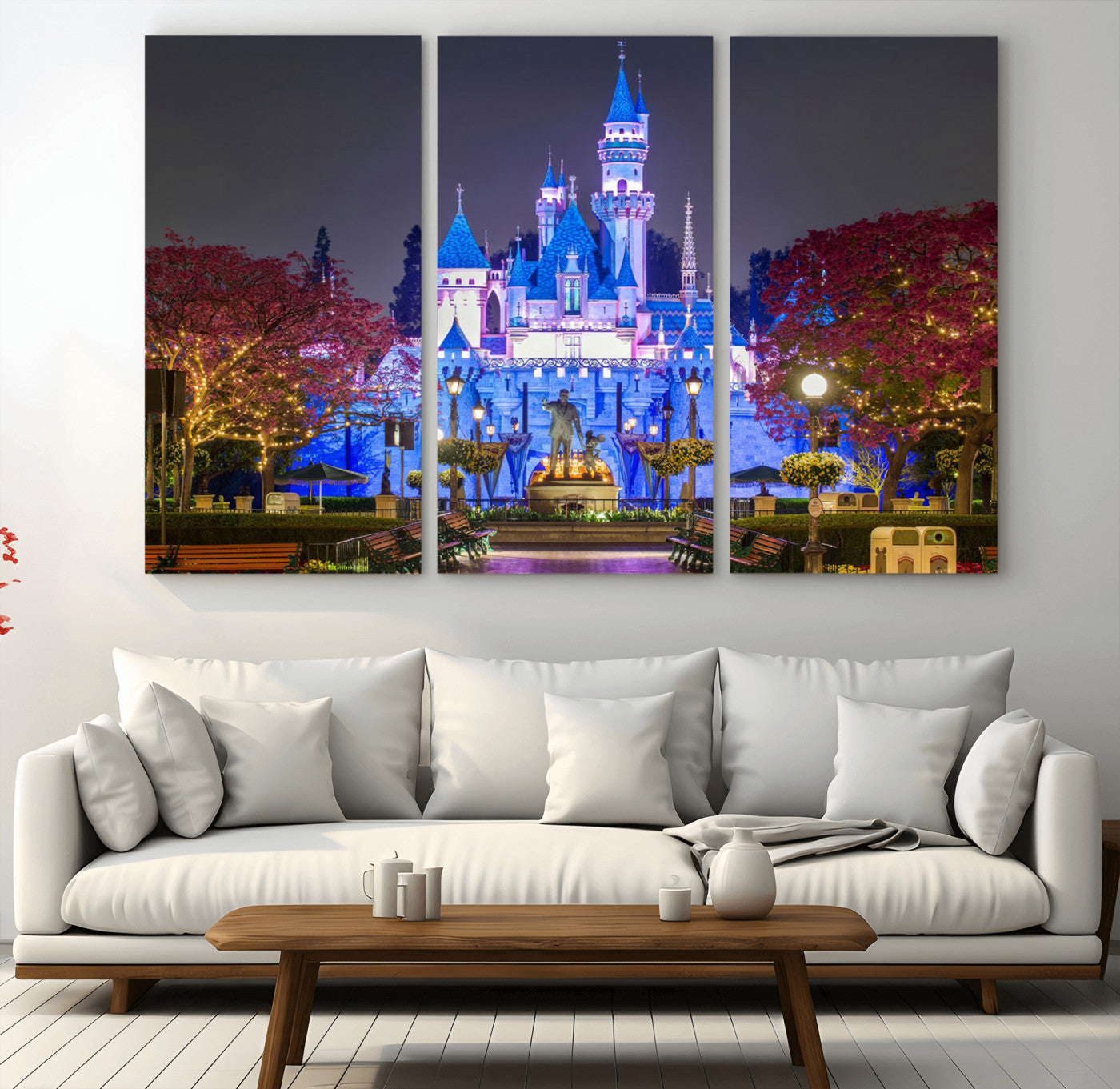 MGV-CV-48X32-3P - Large Disney Castle Wall Art Canvas Print - Magic Kingdom Kids Room Decoration Disney World