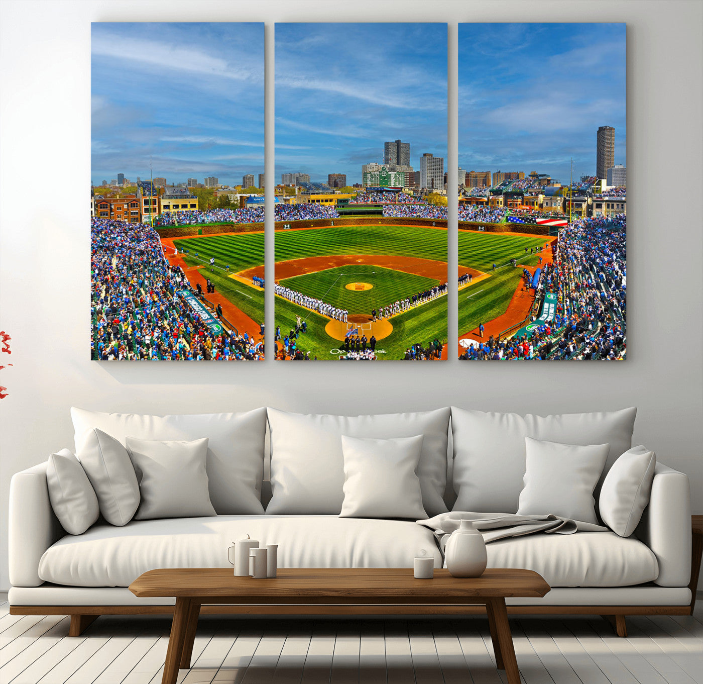 78105-MGV-CV-36X24-Wrigley Field Chicago Cubs Panoramic Canvas Print – Multi-Piece Iconic Baseball Stadium Wall Art for Home, Office