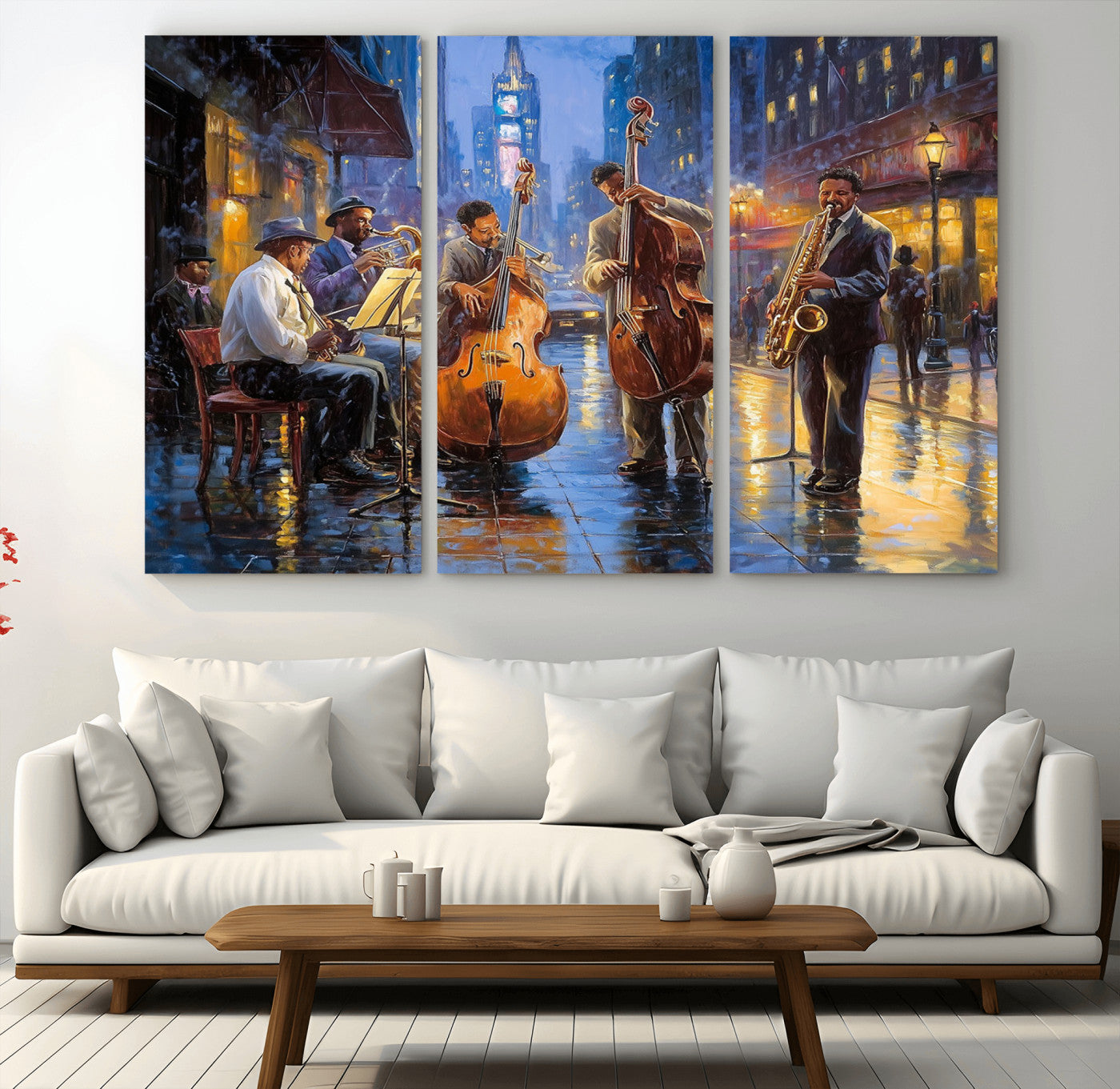 MGV-CV-48X32-3P - Colorful Jazz Wall Art - African American Music Canvas Print - Framed Abstract Music Poster for Home