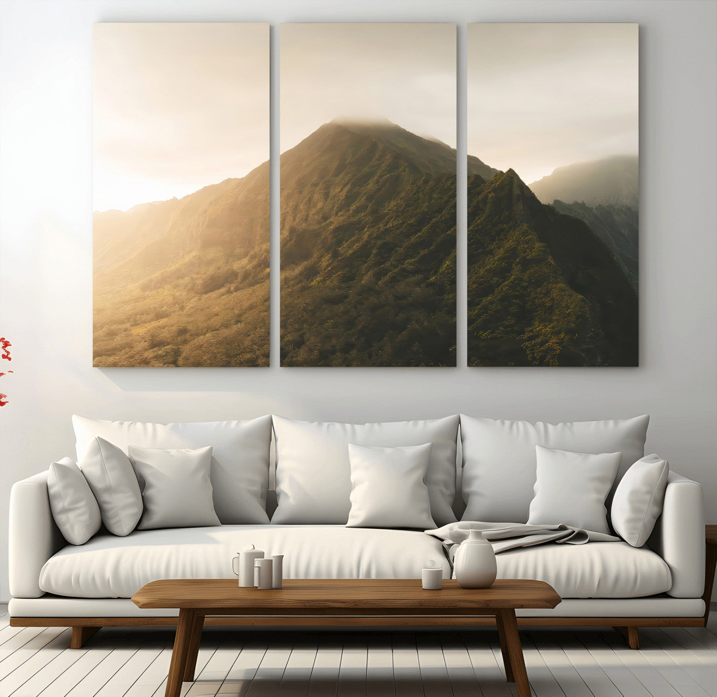42338636-MGV-CV-36X24-Mountain Wall Art – Framed Sunset Landscape Canvas Artwork, Serene Nature Design, Rustic Decor for Home, Office
