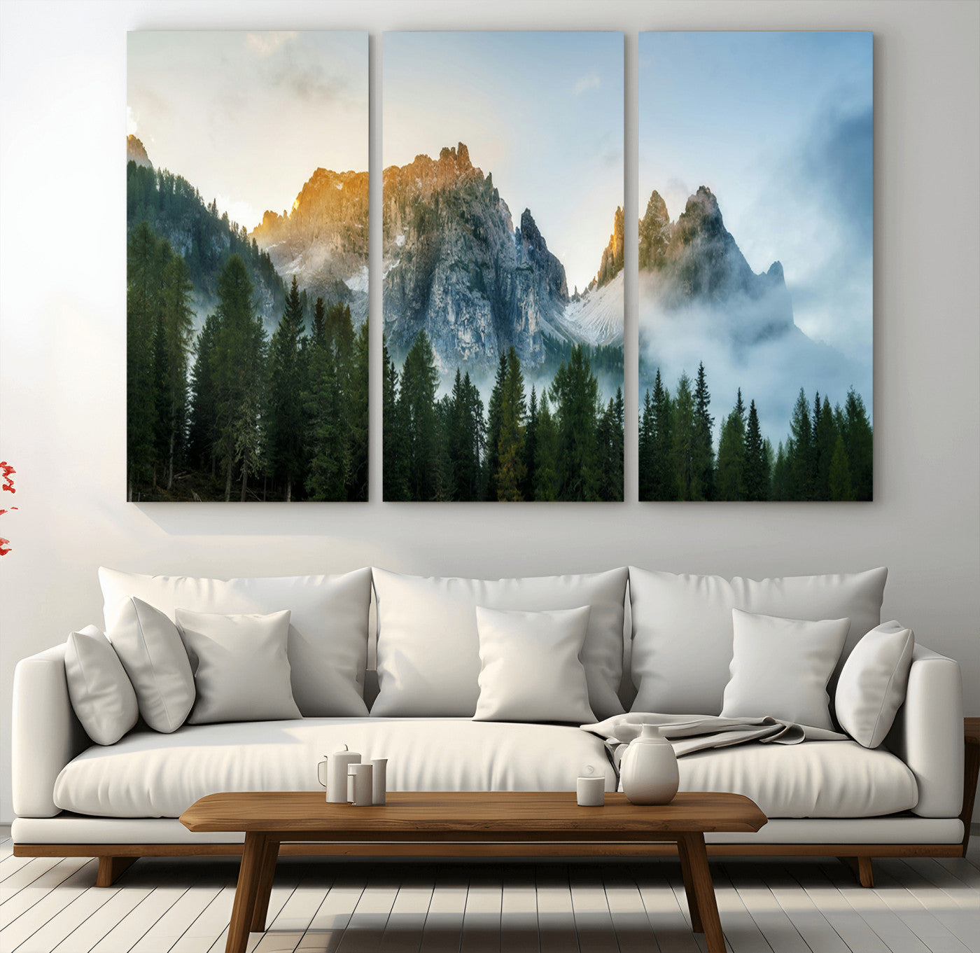 MGV-CV-48X32-3P - Wilderness Wall Art Wall Art Canvas Print, Framed Nature Landscape Decor Art Picture Print, Misty Forest Photography Perfect Rustic Nature Decor Artwork