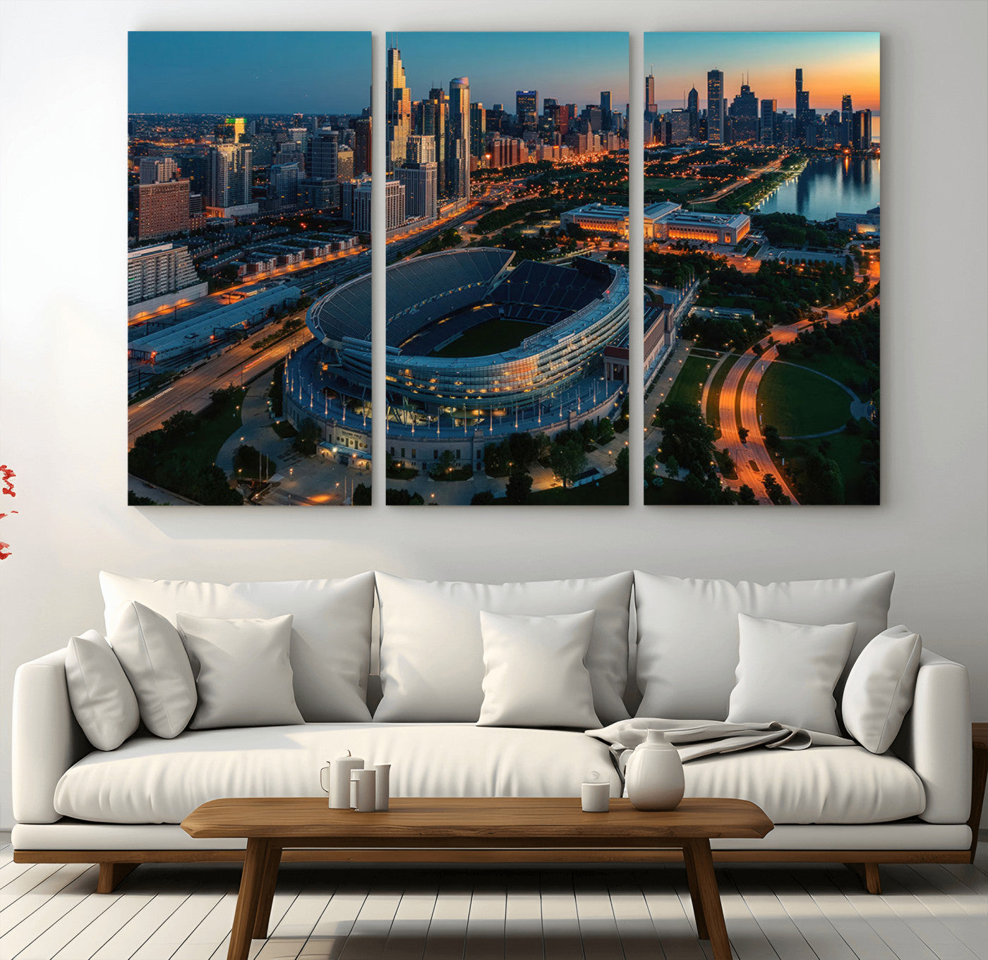 MGV-CV-48X32-3P - Chicago Bears Soldiers Field Wall Art Canvas Print – Framed Football Stadium Artwork for Sports