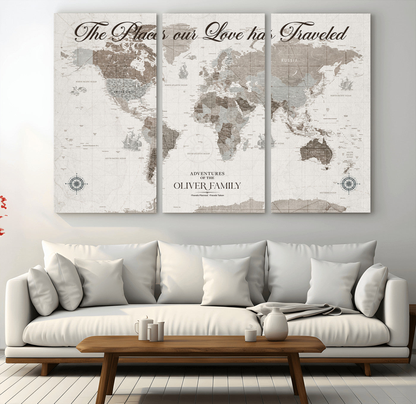 88245481-MGV-CV-36X24-Custom Push Pin World Map Wall Canvas Print – Personalized Travel Tracker with Pins – Framed Large Multi-Size Canvas for Home Office Decor
