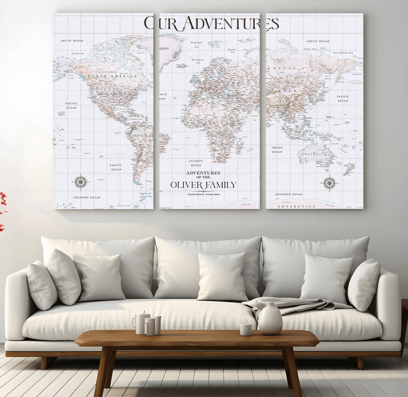 -Personalized Push Pin World Map Canvas – Custom Framed Travel Tracker Wall Art, Large Adventure Map with Pins for Home, Office