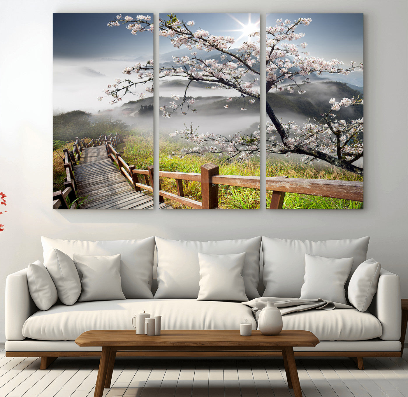 34632598CRY-MGV-CV-36X24-Sakura Cherry Blossom Pathway Canvas Wall Art – Tranquil Walk Through Blossoming Nature – Ready to