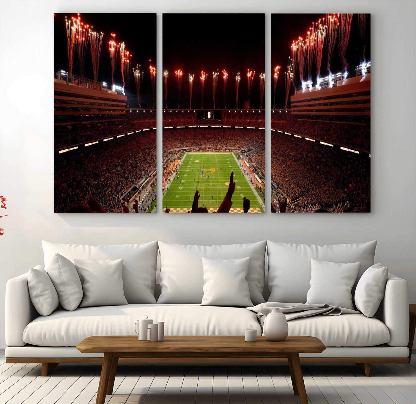 73358115-MGV-CV-48X32-3P - Tennessee Neyland Stadium Wall Art, Sports Arena Canvas Print, Panoramic Stadium Canvas Artwork for Home, Office