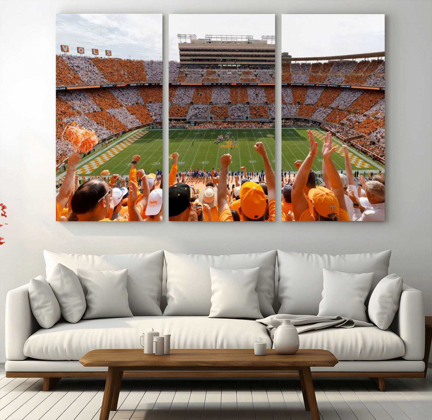 76011417-MGV-CV-48X32-3P - Tennessee Neyland Stadium Wall Art, Sports Arena Canvas Print, Panoramic Stadium Artwork for Home, Office