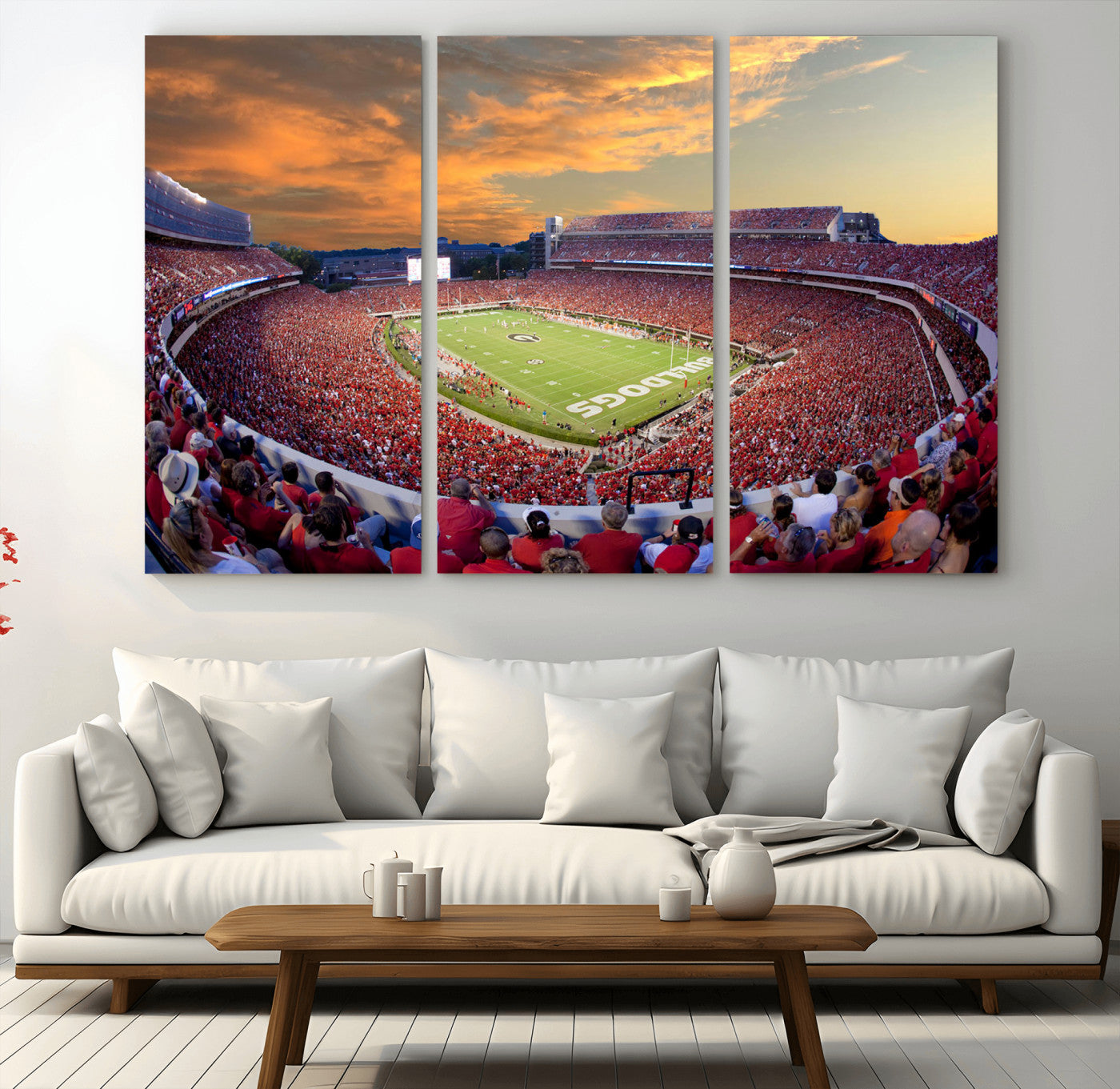 73680988-MGV-CV-48X32-3P-Dooley Stadium Wall Art Print, Sports Arena Canvas Wall Art, Dooley Field at Sanford Stadium Canvas Print, Modern Athletic Field Art Printing