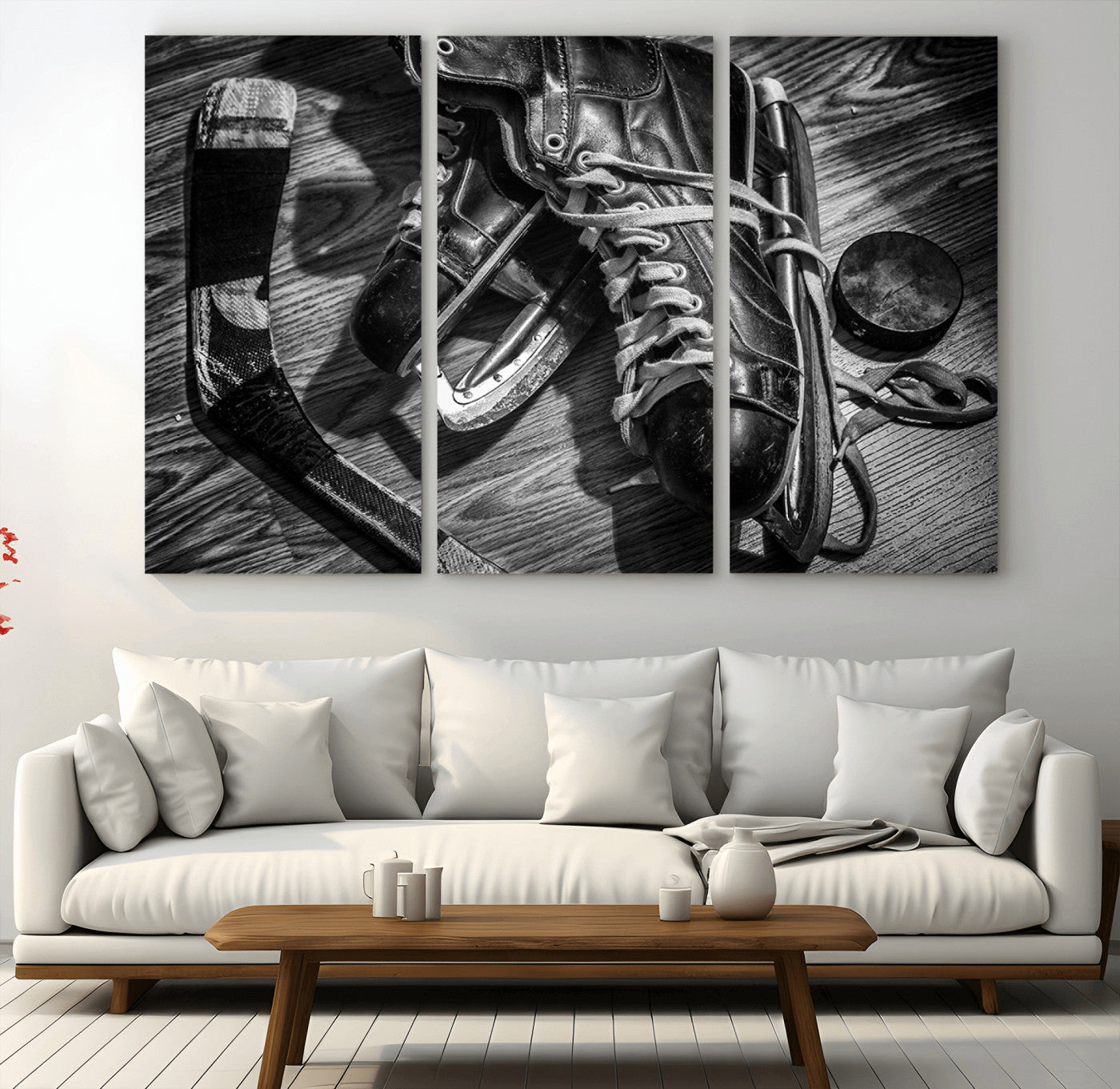 MGV-CV-48X32-3P - Old Pair of Mens Skates Wall Art Canvas, Men Skates Wall Art Print