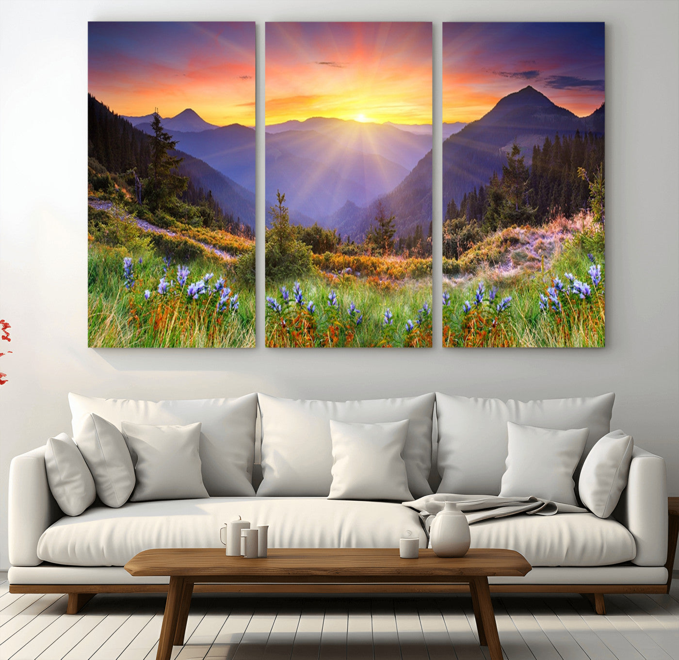 MGV-CV-48X32-3P - Mountain and Spring Wall Art Canvas Print
