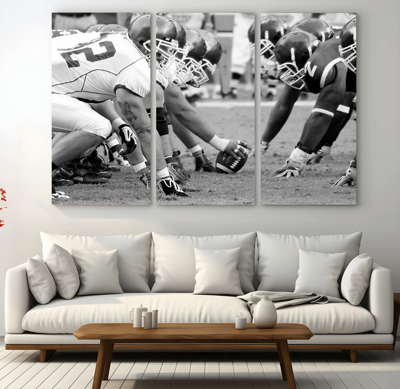 97432-MGV-CV-48X32-3P-American Football Player Wall Art Canvas Print