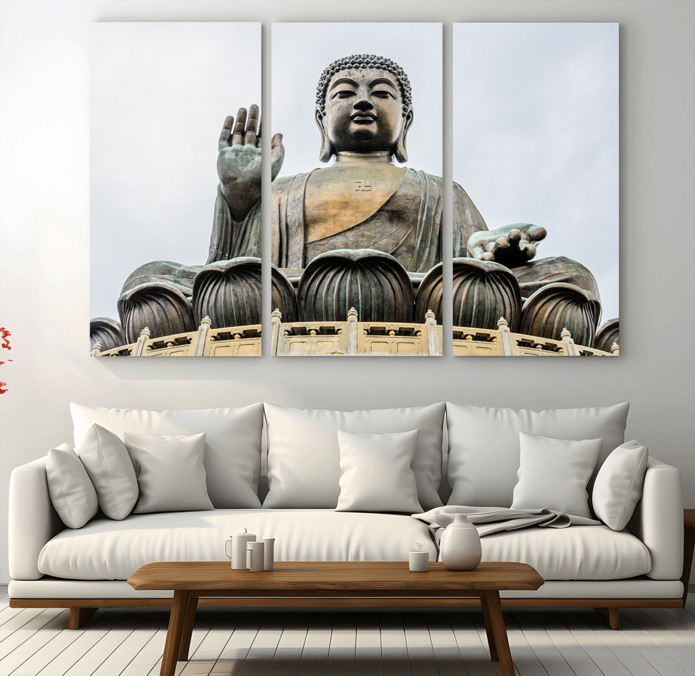77041-MGV-CV-48X32-3P-Buddha Statue Wall Art Canvas Print