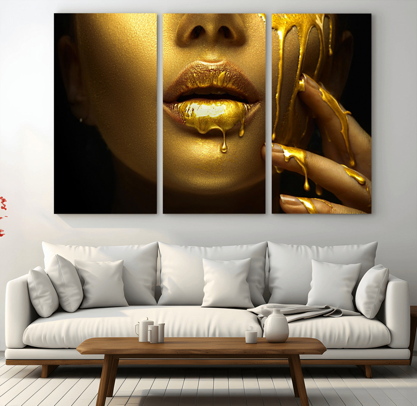 24252-MGV-CV-48X32-3P-Gold and Women Wall Art Canvas Print